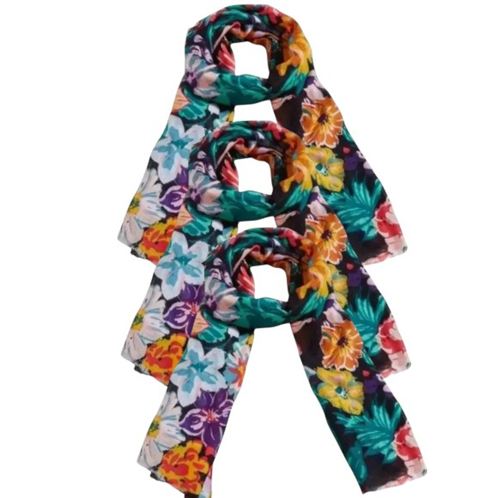 Vera Bradley Lot 3 Vera Bradley Floral Rayon Soft Fringe Scarf, 30"x 72" Size ONE SIZE - 8 Thumbnail