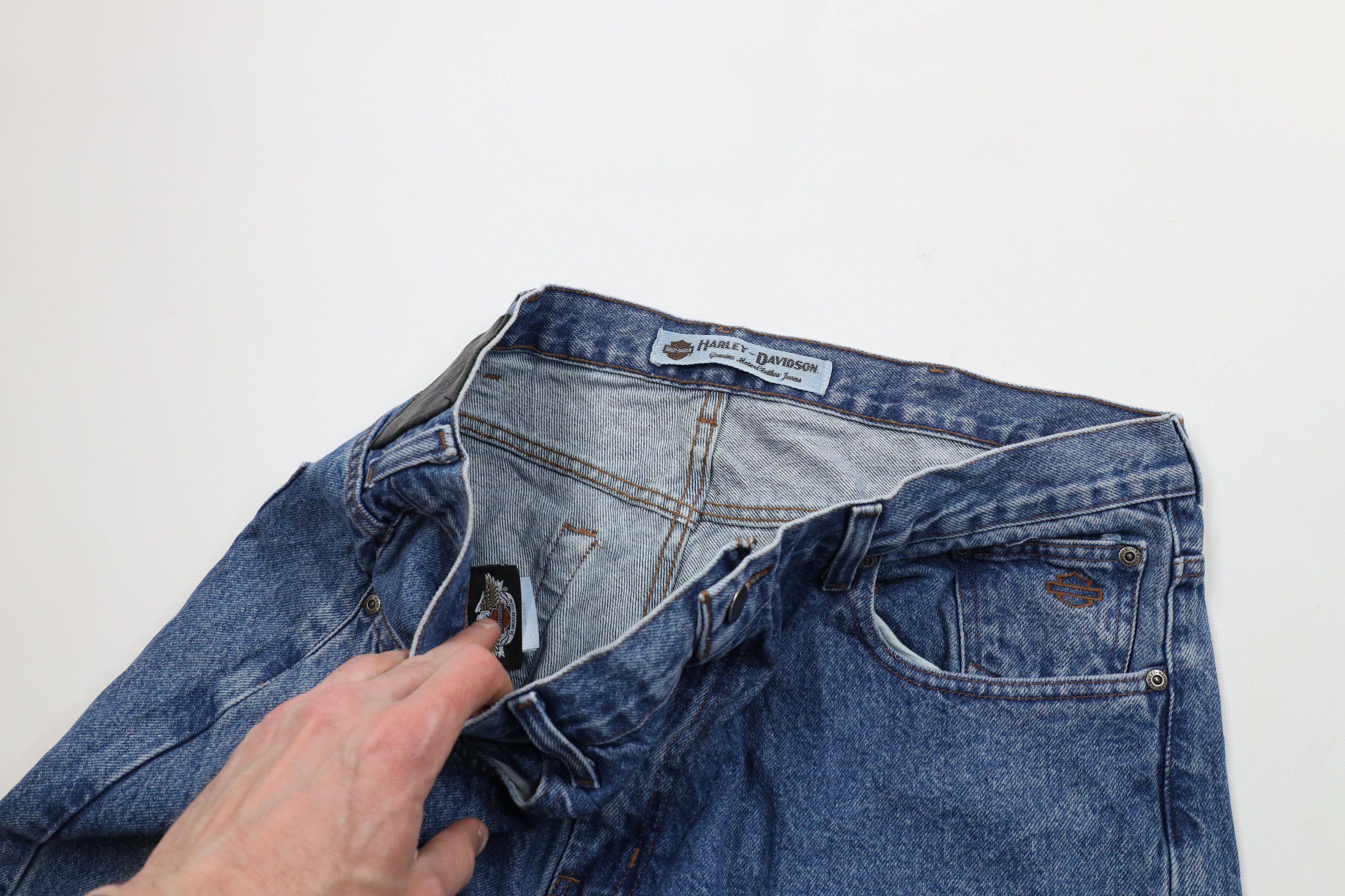 Harley Davidson × Vintage Vintage 90s Harley Davidson Baggy Wide Leg Denim Jeans Blue Size US 38 / EU 54 - 8 Thumbnail
