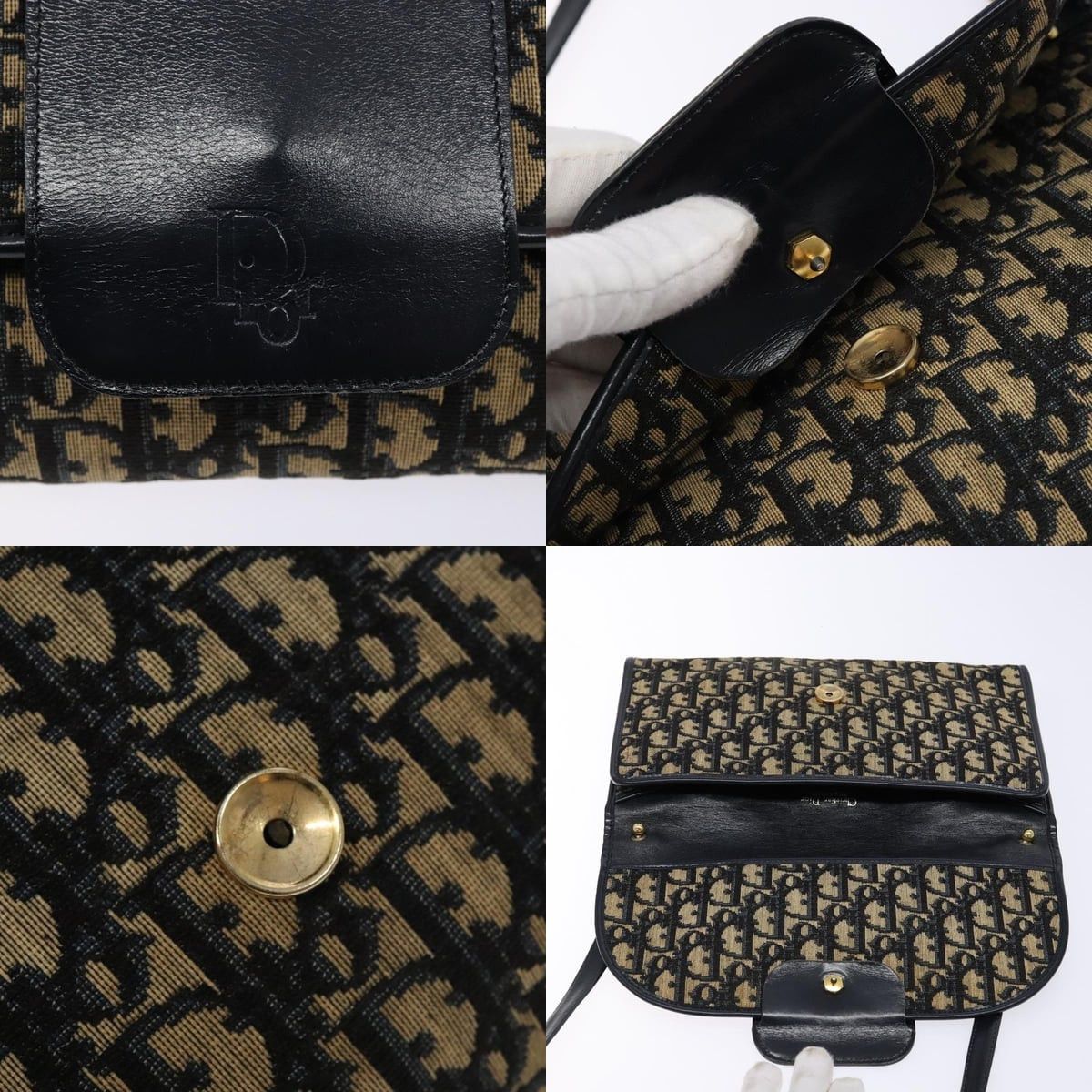 Dior DIOR Trotter Canvas Shoulder Bag Navy Gold Size ONE SIZE - 11 Thumbnail