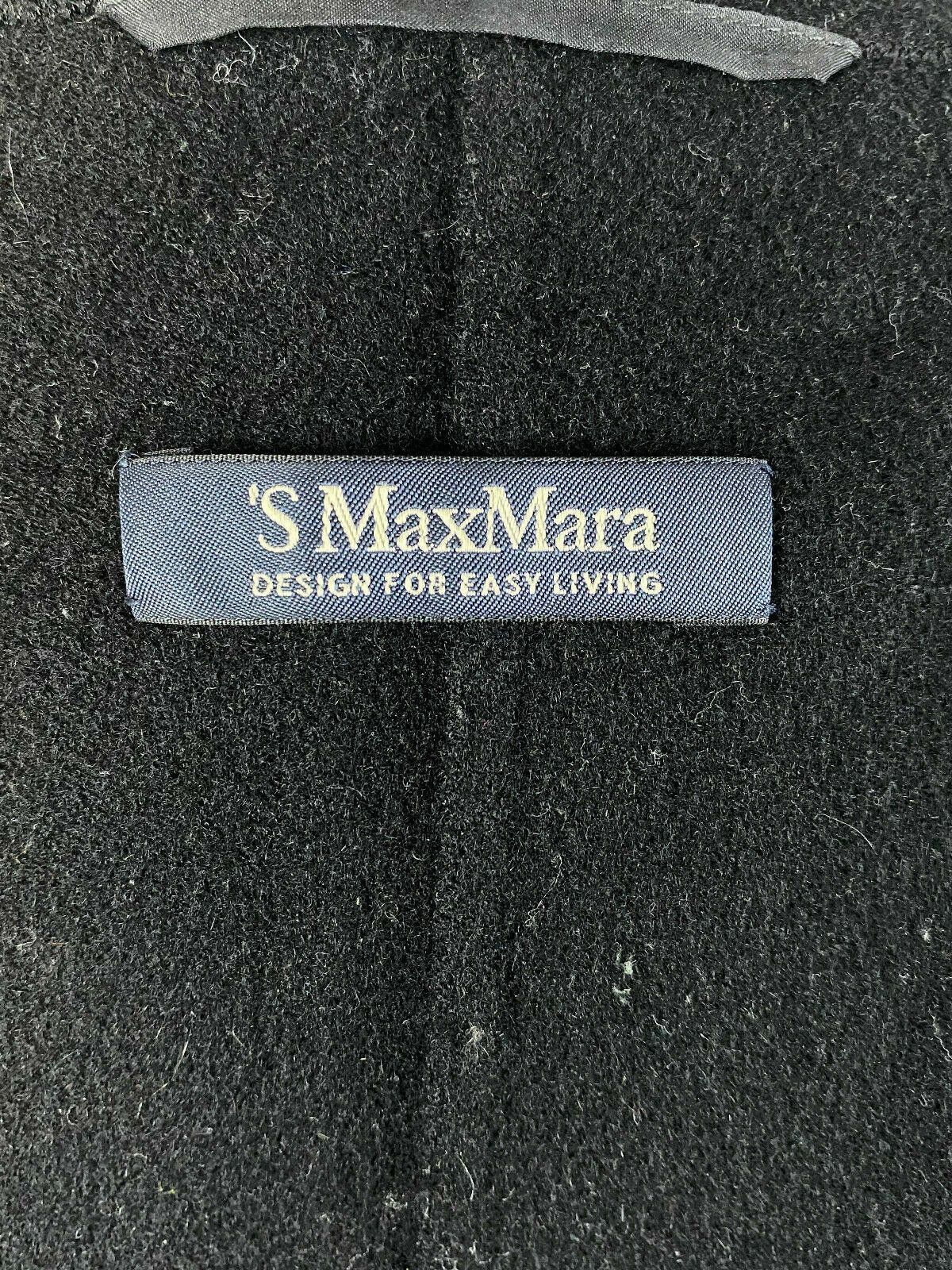 Designer Max Mara Cucito A Mano Black Wool Snap Coat Jacket Size 38 Size US M / EU 48-50 / 2 - 10 Thumbnail