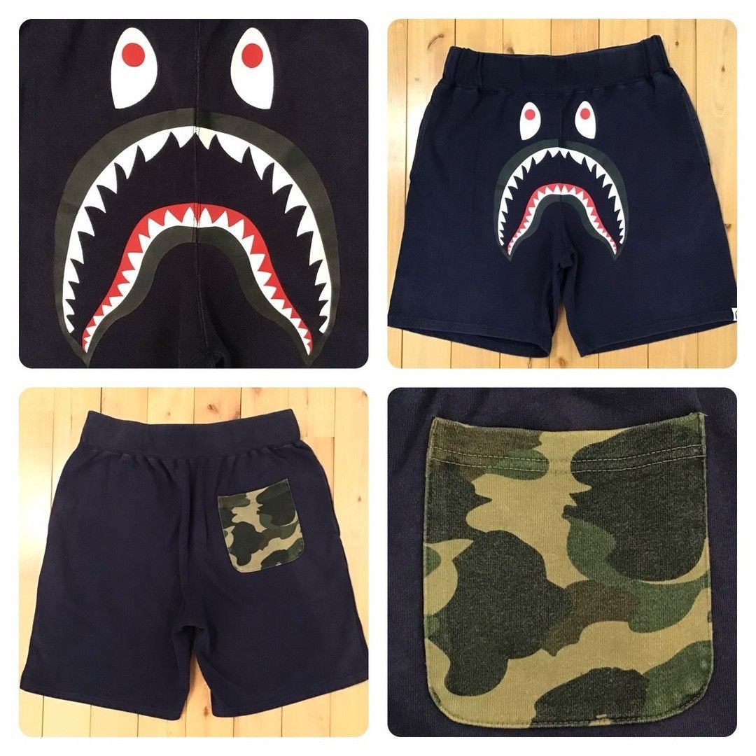 Bathing Ape Shark Sweat BAPE Camo Shark Sweat Shorts Navy A
