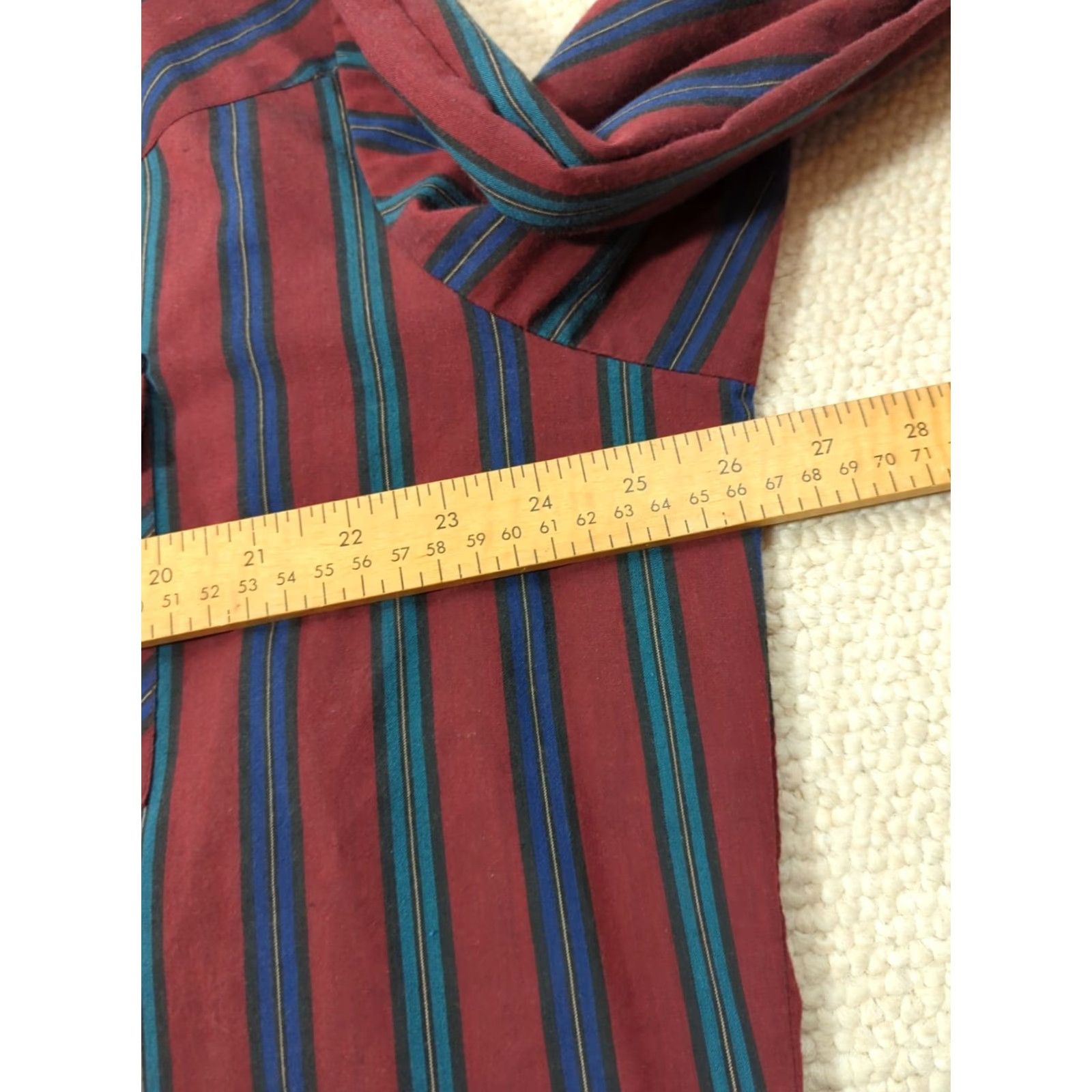 Vintage VINTAGE Ely Cattleman Button-Up Shirt Western Mens XL Burgundy Green Pearl Snap Snap Buttons Collared Striped Pattern Cowboy Dress Shirt Size 46R - 7 Thumbnail