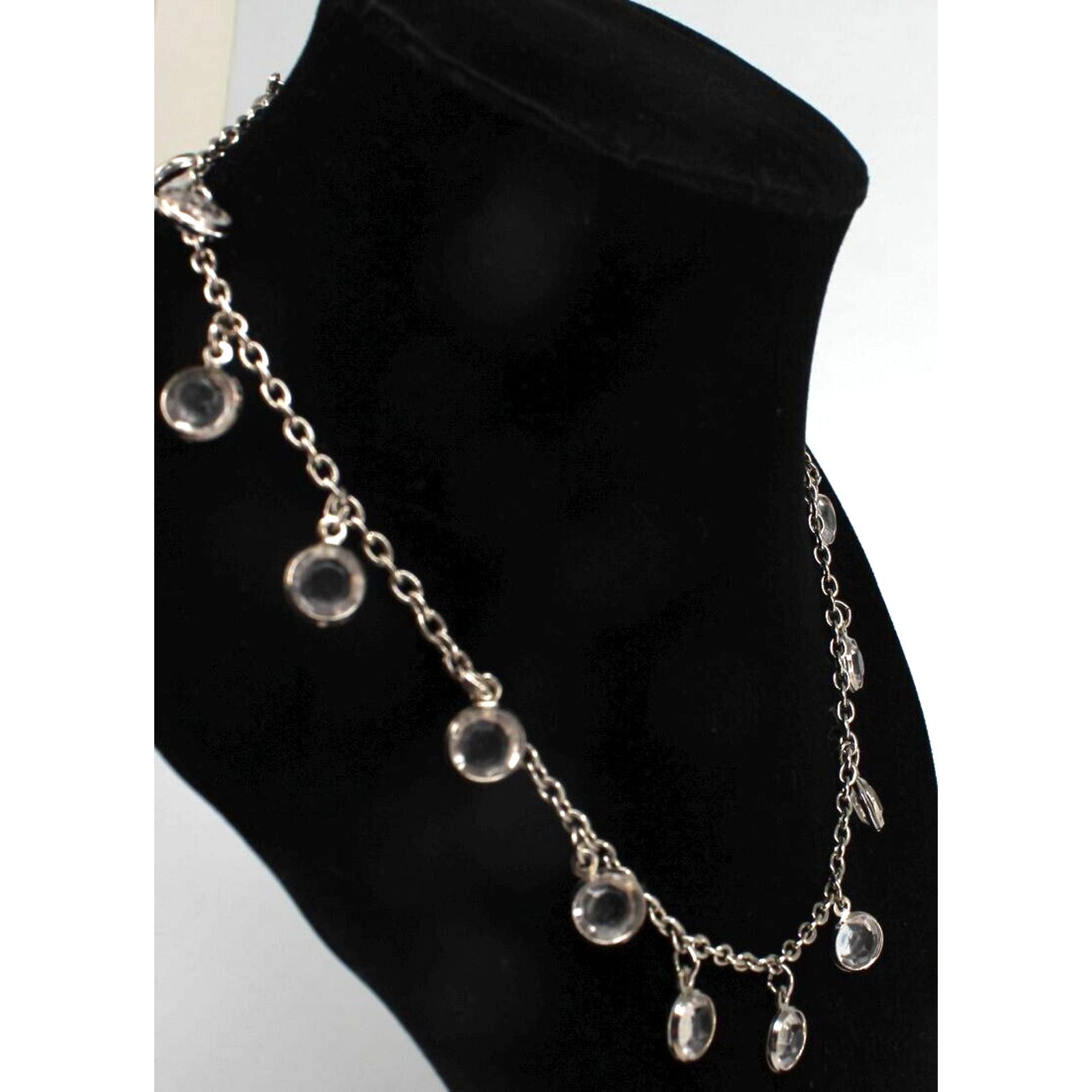 Other Vintage Crystal Drop Necklace • Multi Faceted Silvertone 15" Size ONE SIZE - 1 Thumbnail