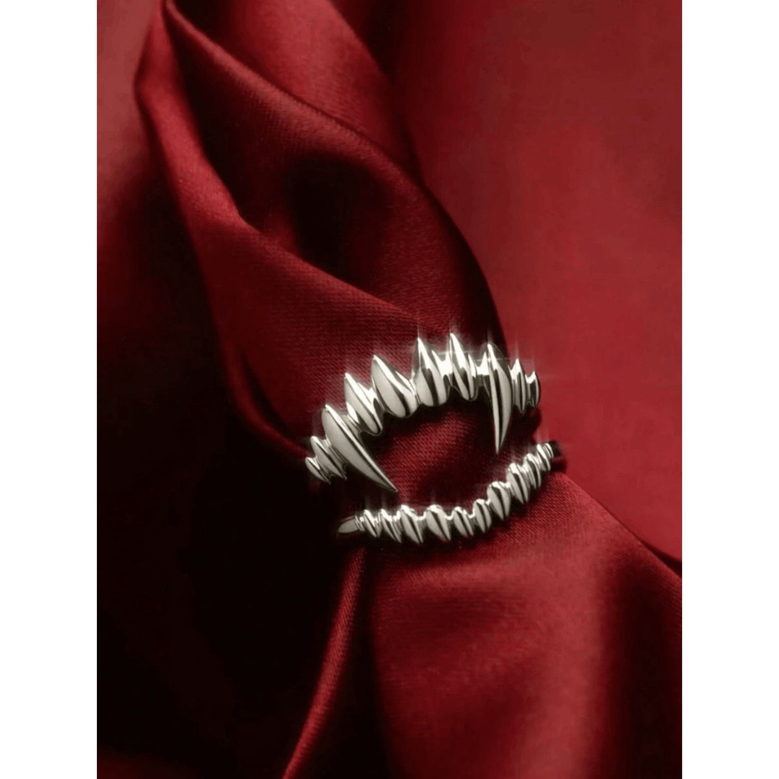 Other Wicked Silk Goth Emo Vampire Fang Ring 2pcs Set - Silver Size ONE SIZE - 1 Thumbnail