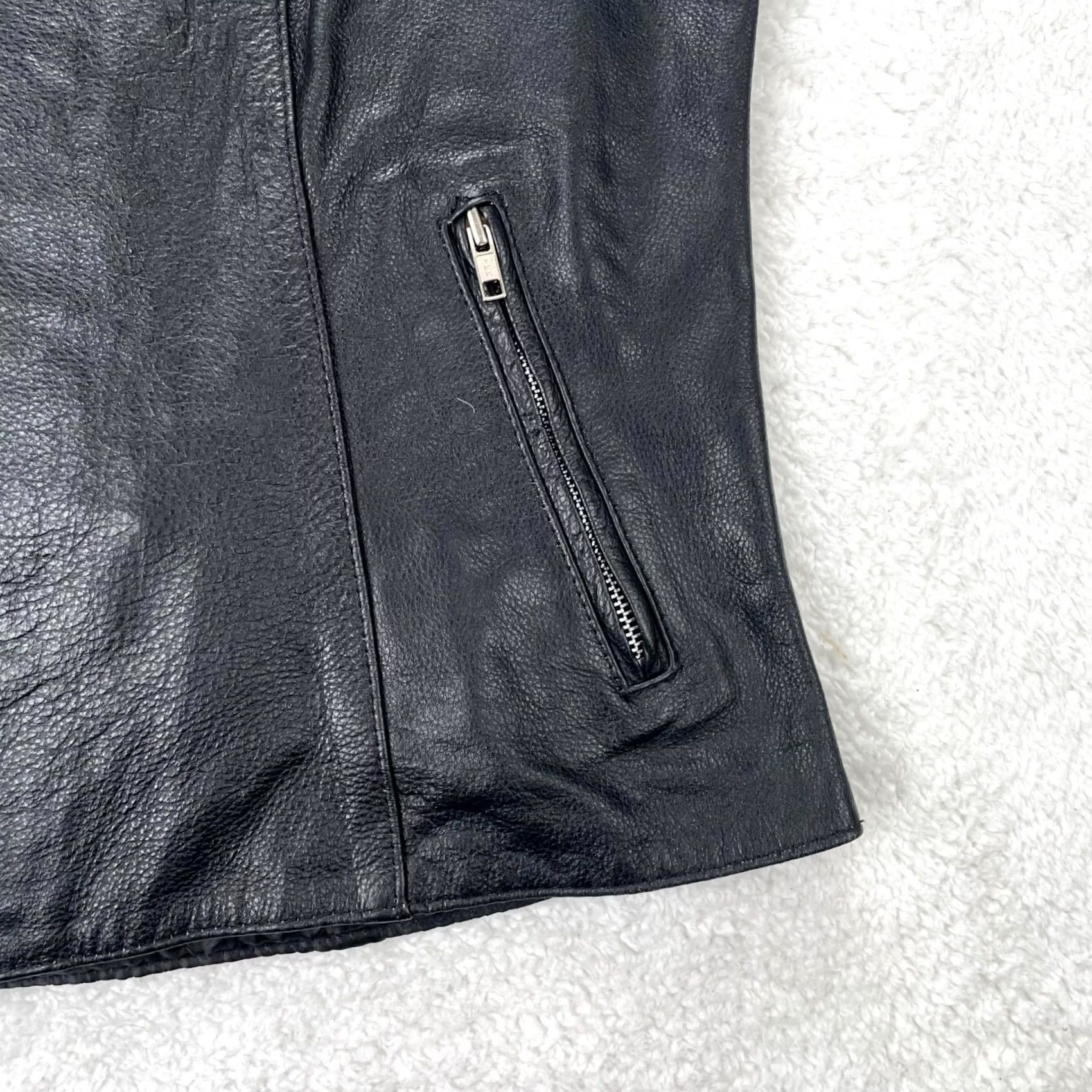 Vintage VINTAGE Unik Vest Womens 5XL Black Leather Premium Biker Bitch Flames Motorcycle Jacket/Coat Vest Size XXL / US 16-18 / IT 52-54 - 4 Thumbnail
