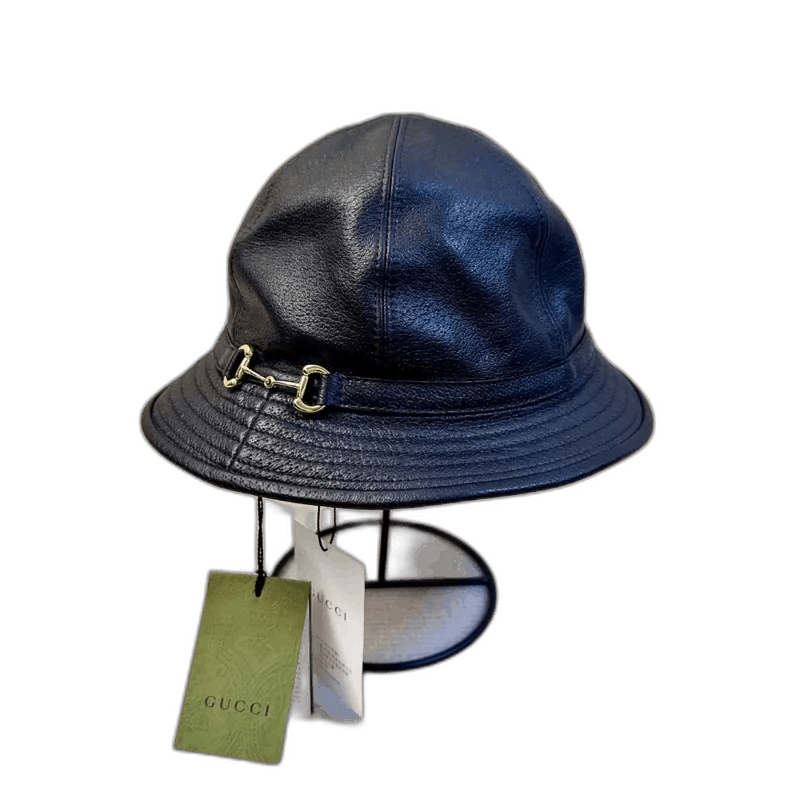 Gucci GUCCI Black Leather Fisherman Hat Size ONE SIZE - 1 Thumbnail