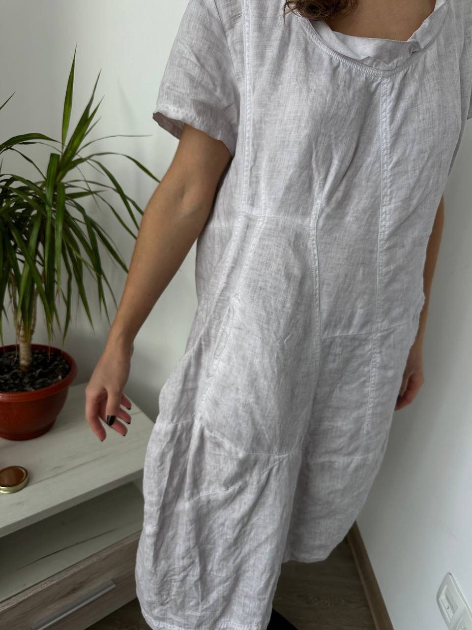 Japanese Brand × Rundholz × Vintage Rundholz Avant Garde Baloon White Dress 100 Linen Size L Size L / US 10 / IT 46 - 8 Thumbnail