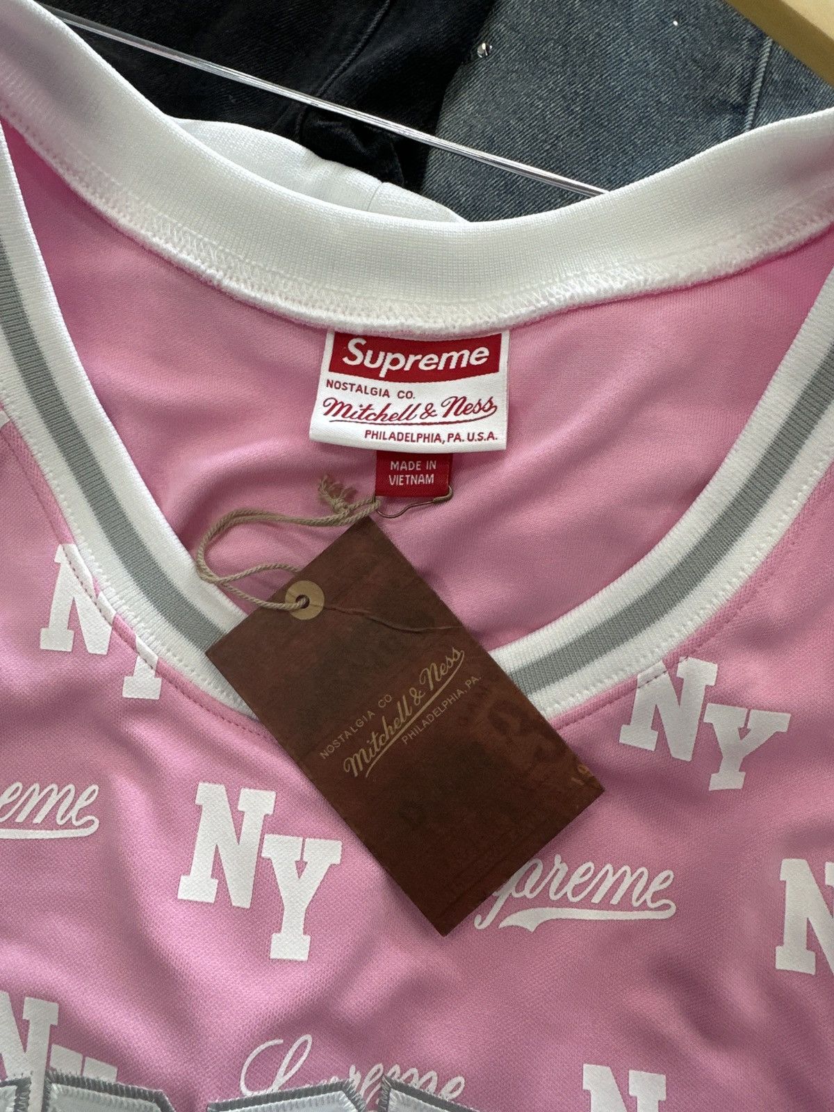 Supreme Supreme Mitchell & Ness Monogram Basketball Jersey Pink Size US L / EU 52-54 / 3 - 7 Thumbnail