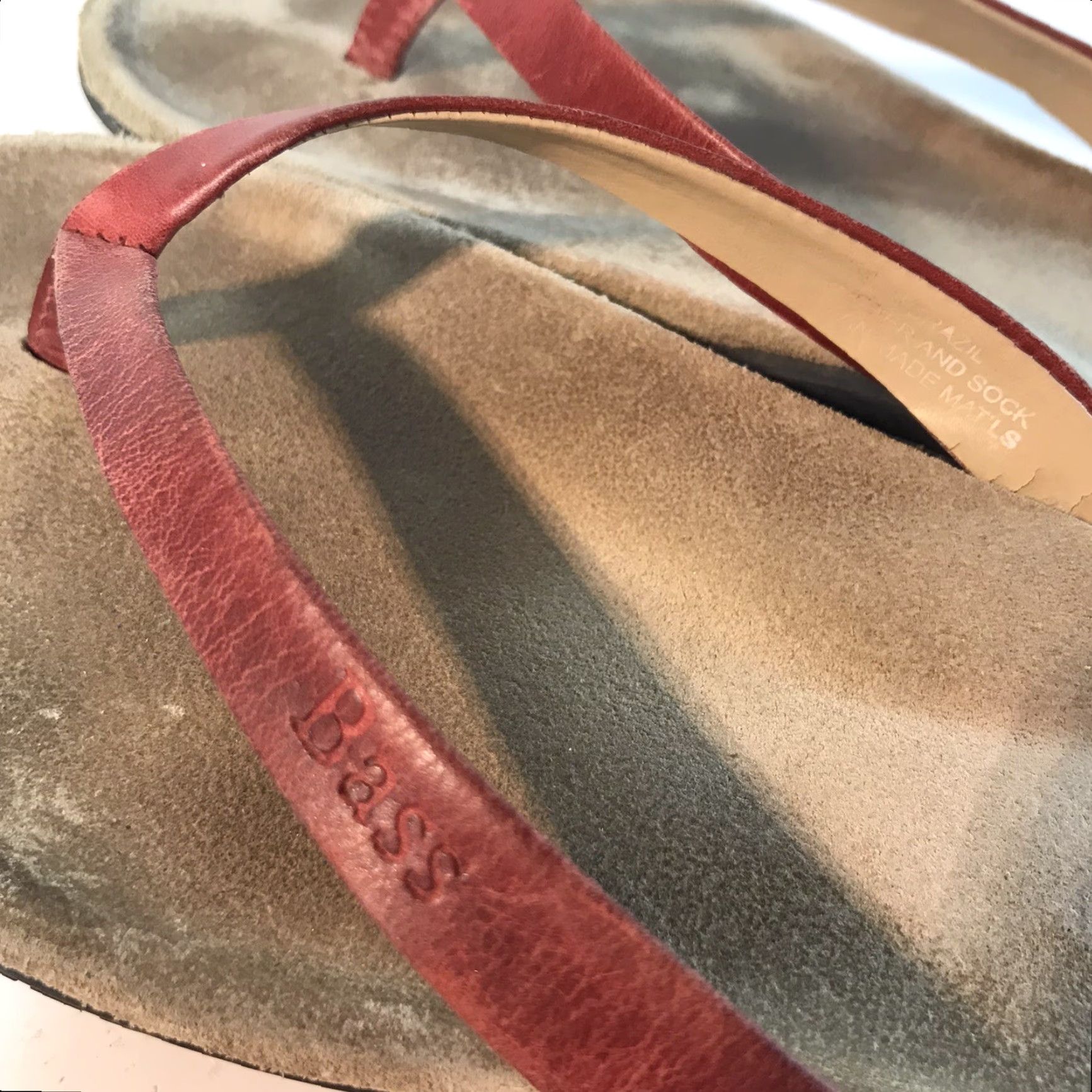 Vintage Bass Sunjunsoft Red Leather Flip Flops Womens Size 5 M Casual Travel Sandals Size US 5 / IT 35 - 7 Thumbnail