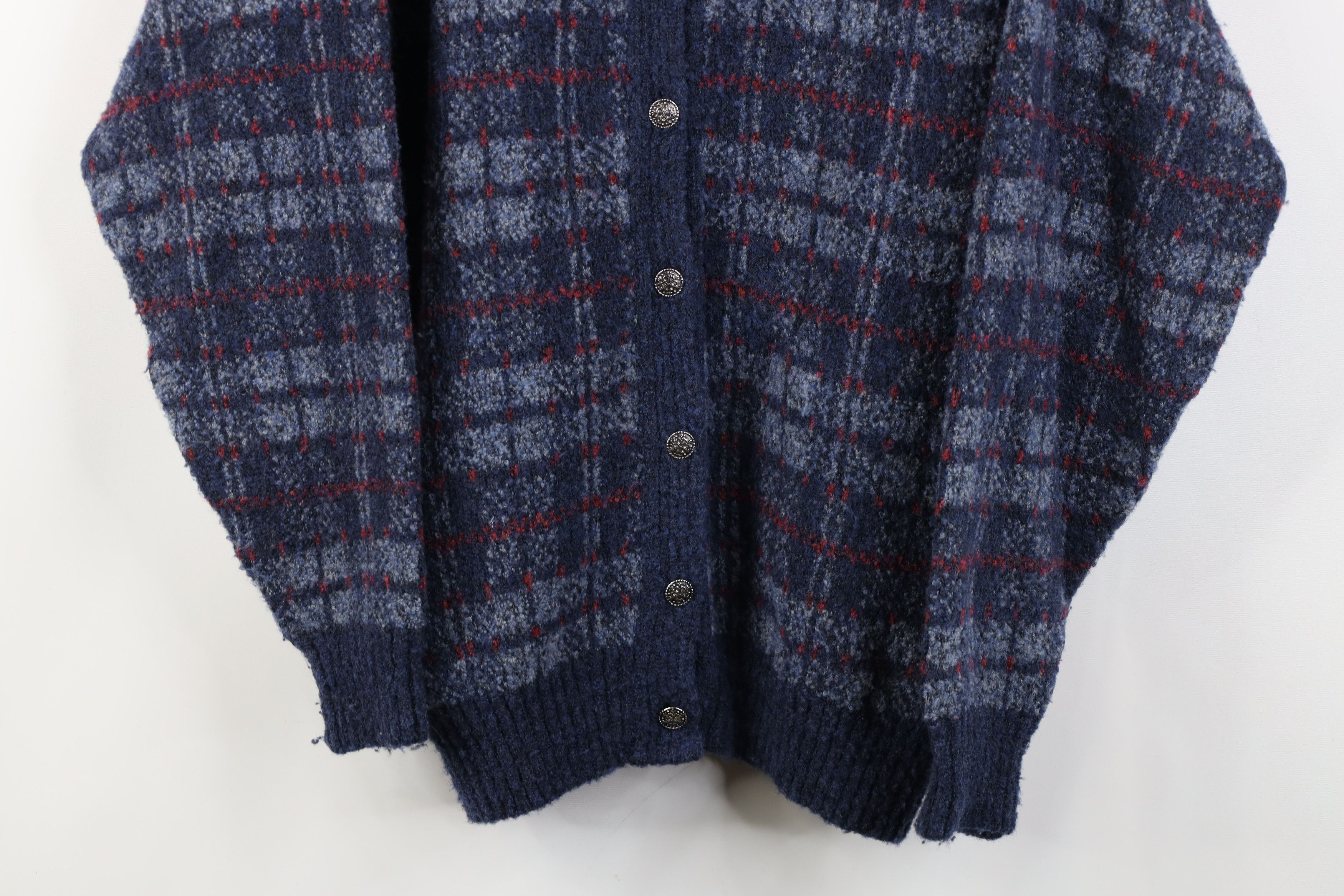 Vintage Vintage 90s Streetwear Wool Blend Cardigan Sweater Blue Size L / US 10 / IT 46 - 3 Thumbnail