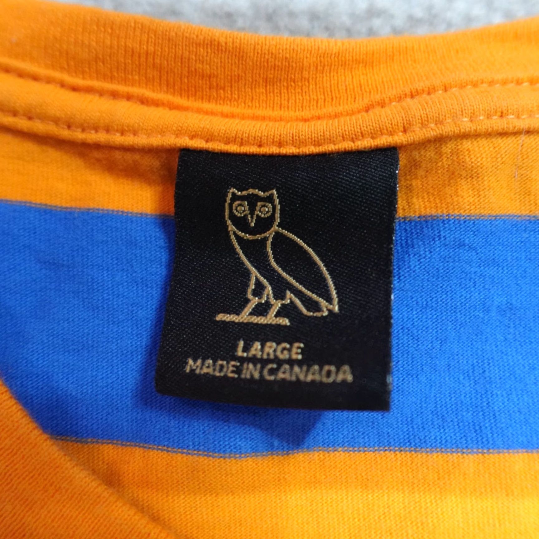 Vintage OVO Shirt Orange Blue Striped Crew Neck Short Sleeve Medium Men Canada Made T-Shirt 2020s Size US M / EU 48-50 / 2 - 3 Thumbnail
