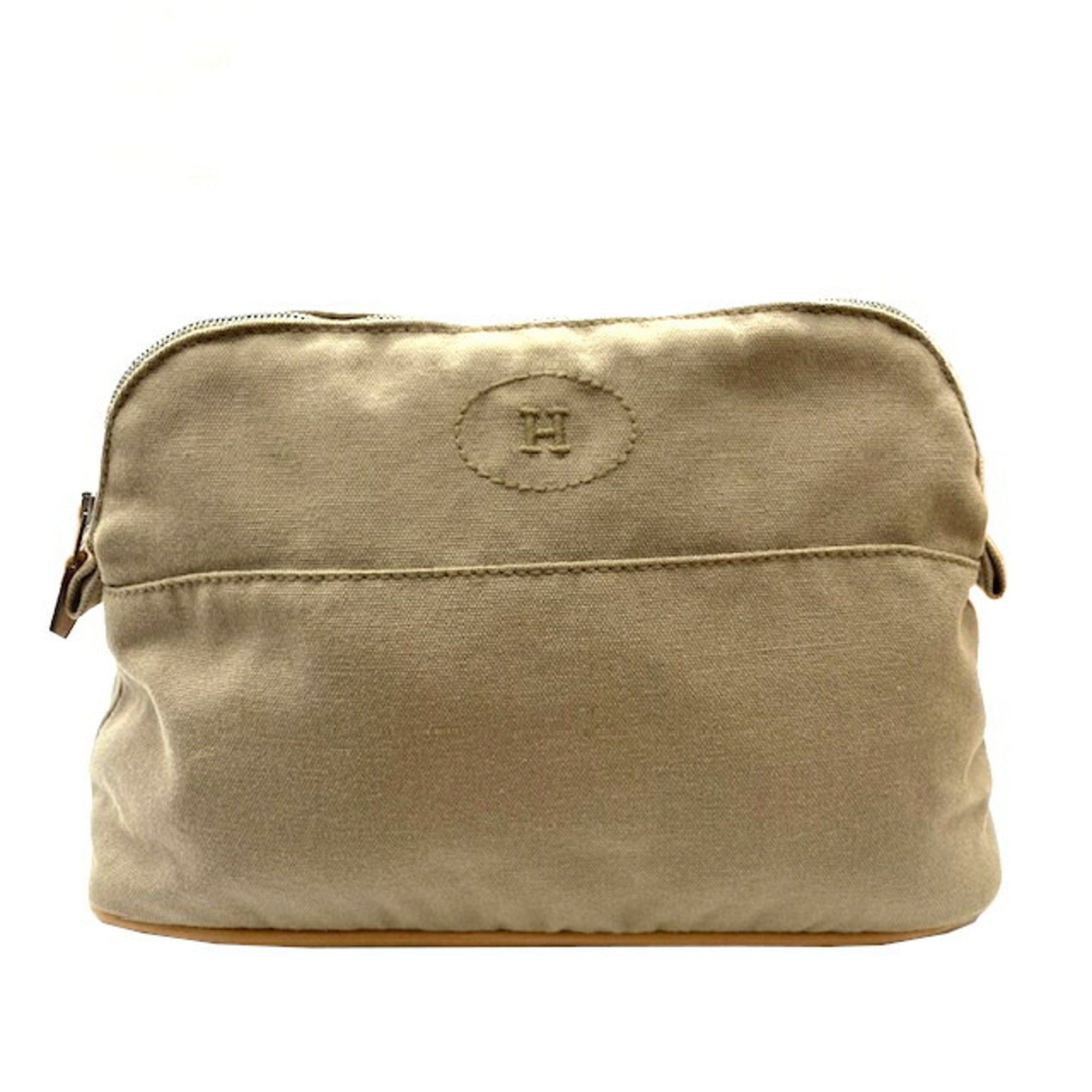 image of Hermes Bolido Pouch 25 Mm Gray Beige Cotton in Grey, Women's