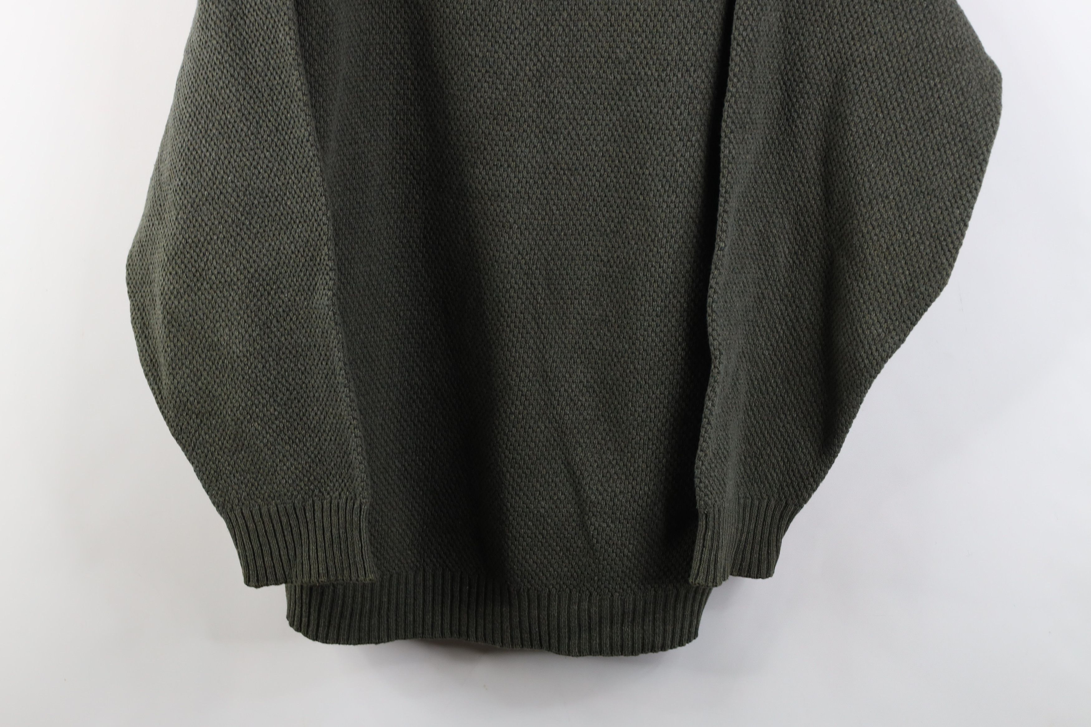 Vintage Vintage 90s Streetwear Weave Knit Henley Sweater Green USA Size US XL / EU 56 / 4 - 3 Thumbnail