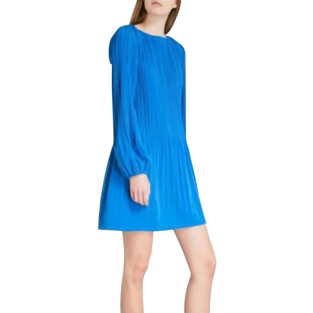 Maje Women's A-line Medium Blue Polyester Long Sleeve Pleated Size XS / US 0-2 / IT 36-38 - 1 Thumbnail