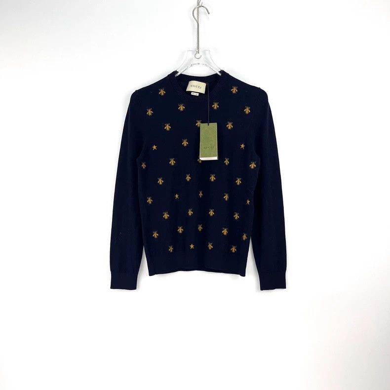 Gucci Gucci Dark blue bee logo wool sweater 2502-Nextarrow Size US M / EU 48-50 / 2 - 3 Thumbnail