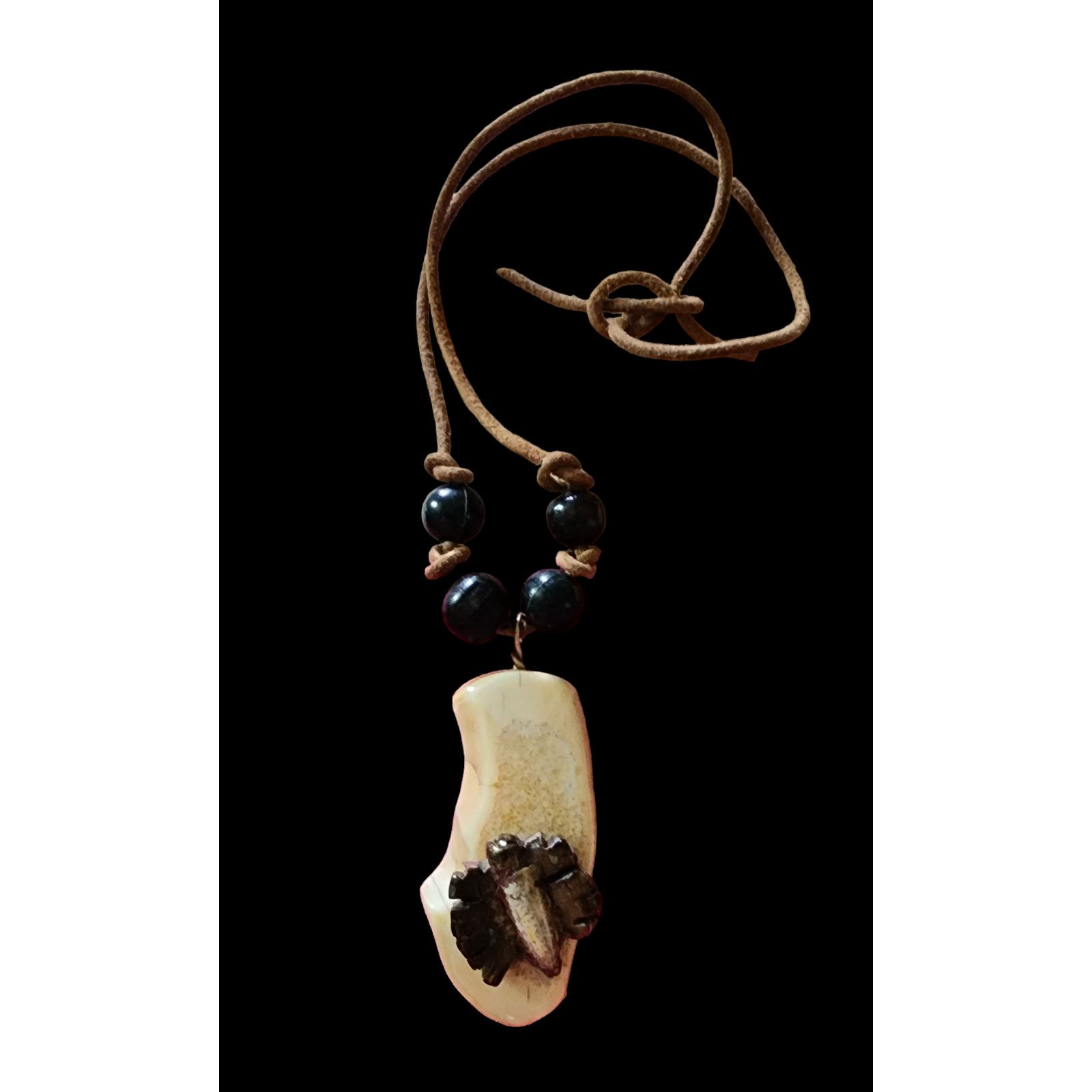Other Alaskan Caribou Antler necklace, butterfly, wooden, leather Size ONE SIZE - 1 Thumbnail