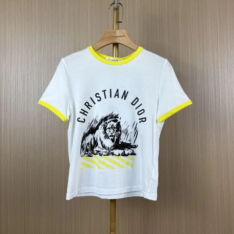 Dior Dior White Cotton T-Shirt with Lion Print 0089 Size M / US 6-8 / IT 42-44 - 1 Thumbnail