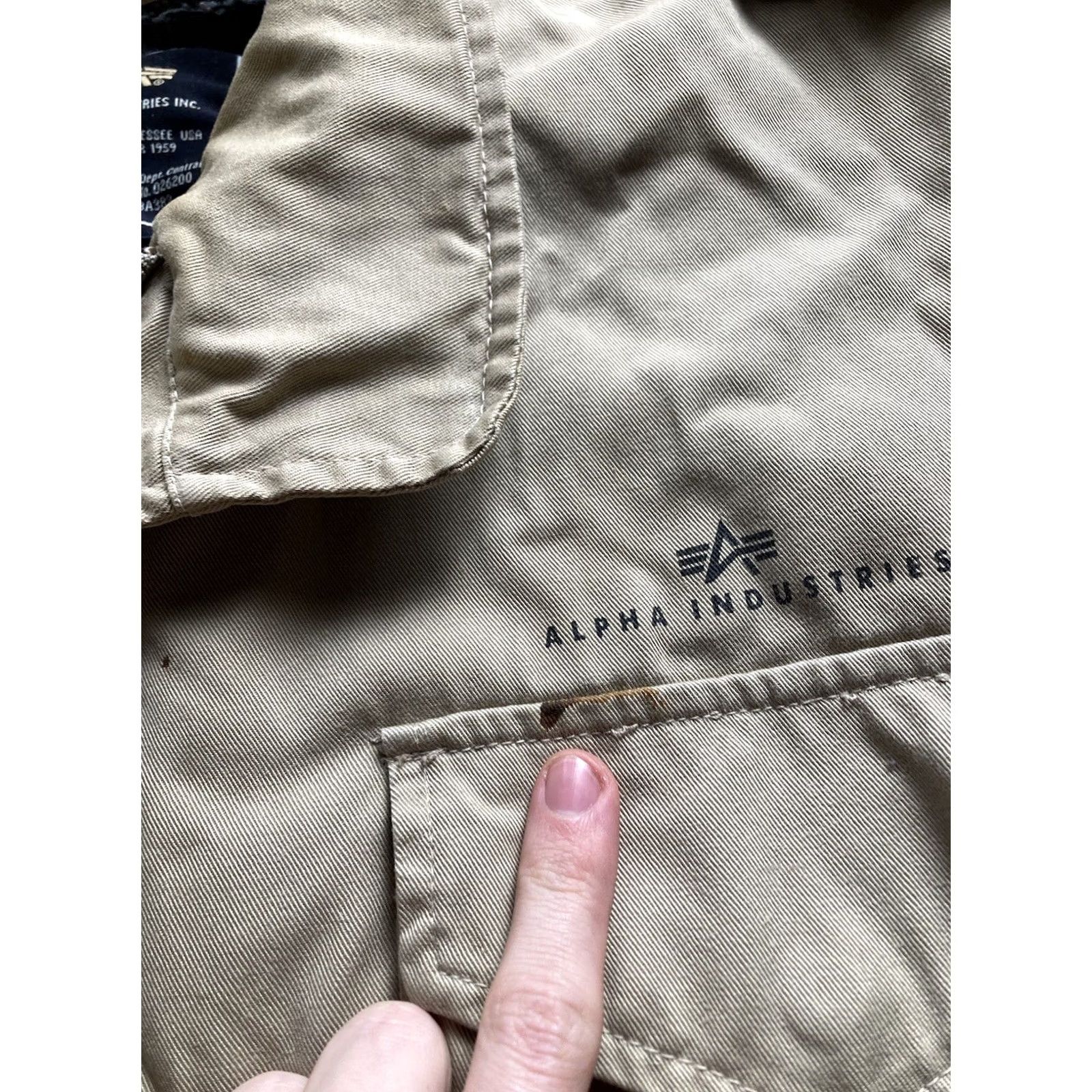 Alpha Industries Alpha Industries Jacket Mens Large Beige Military Jacket Field Coat Lined Heavy Cotton Canvas Pockets Zipper Logo Army USA Regular Size US L / EU 52-54 / 3 - 7 Thumbnail