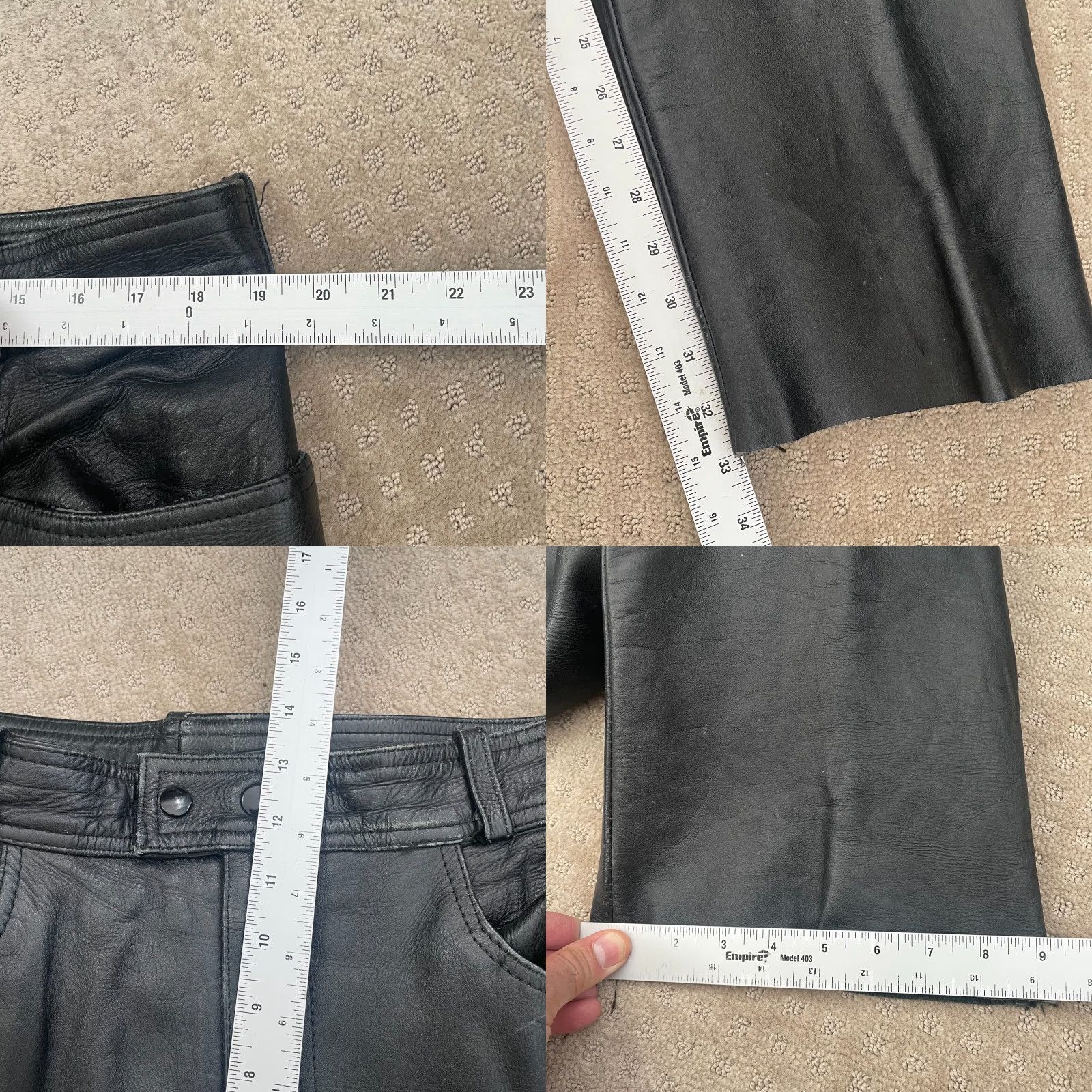 Vintage VINTAGE Frontier Leathers Biker Pants Men 38x33 Black Straight Size US 38 / EU 54 - 8 Thumbnail