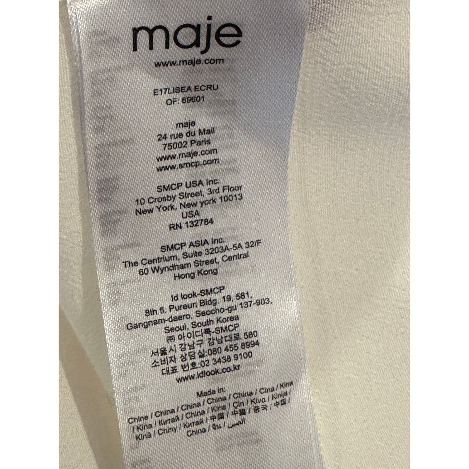 Maje Maje Lisea Cold Shoulder Crepe Top Black White S Size S / US 4 / IT 40 - 15 Thumbnail