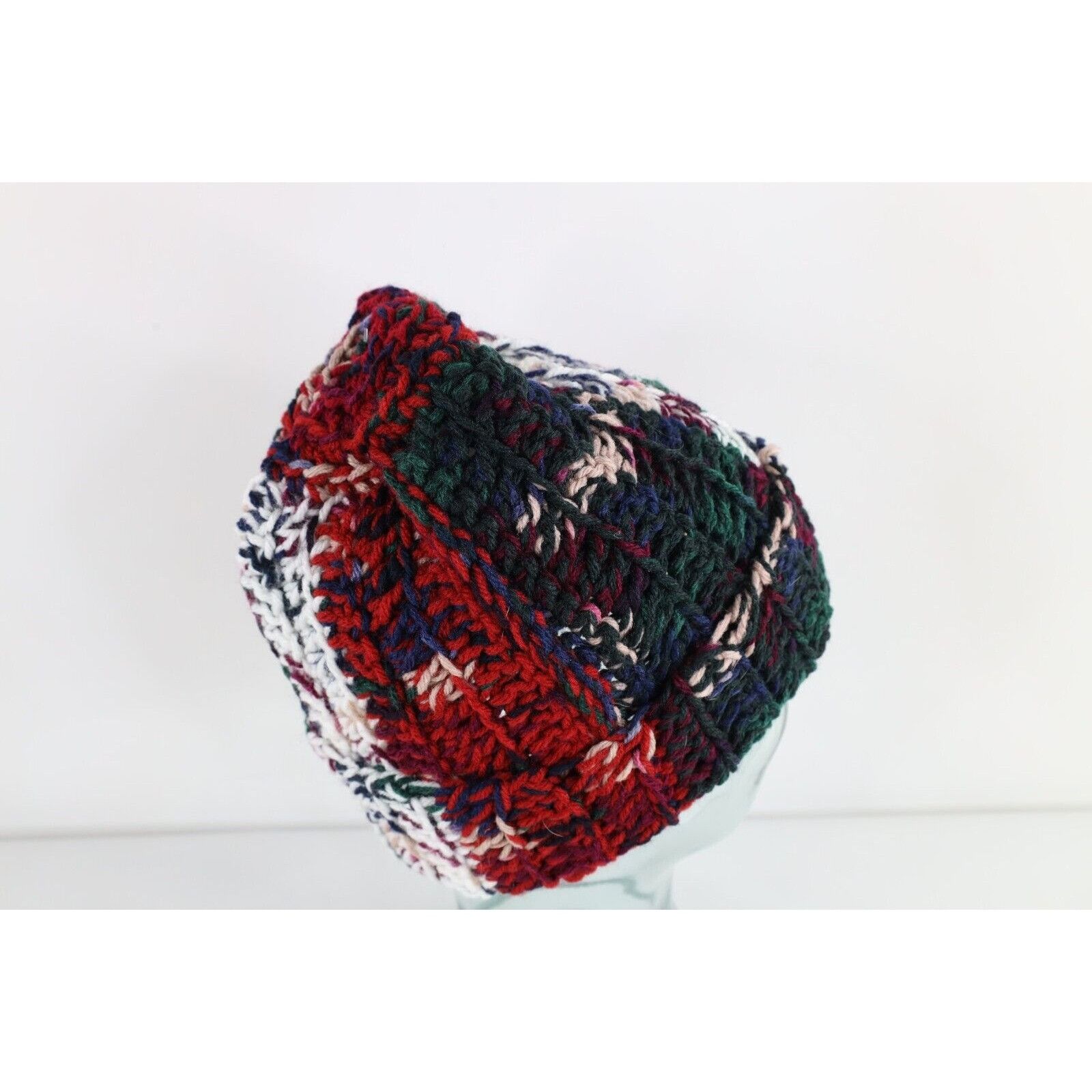 Vintage Vintage 90s Streetwear Rainbow Chunky Crochet Knit Beanie Size ONE SIZE - 4 Thumbnail