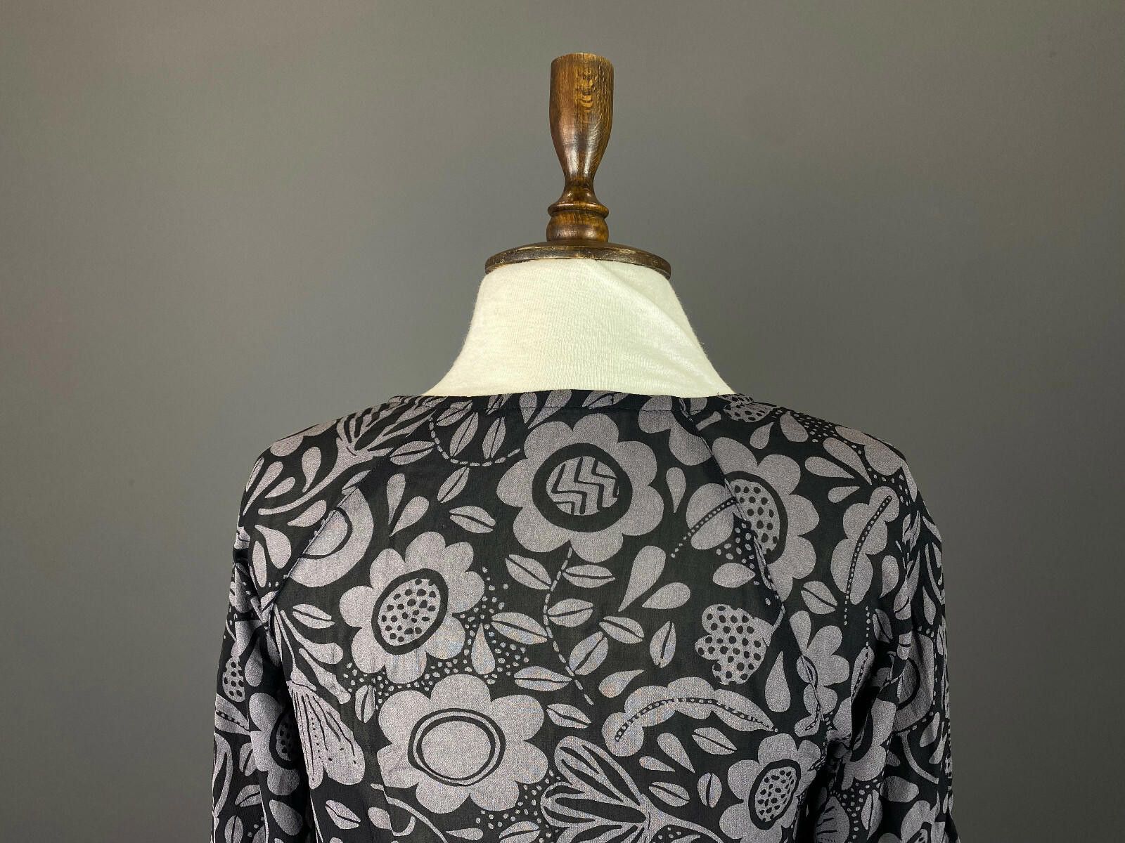 Designer Gudrun Sjöden Gray Floral Asymmetric Tunic Dress Size S Size S / US 4 / IT 40 - 6 Thumbnail