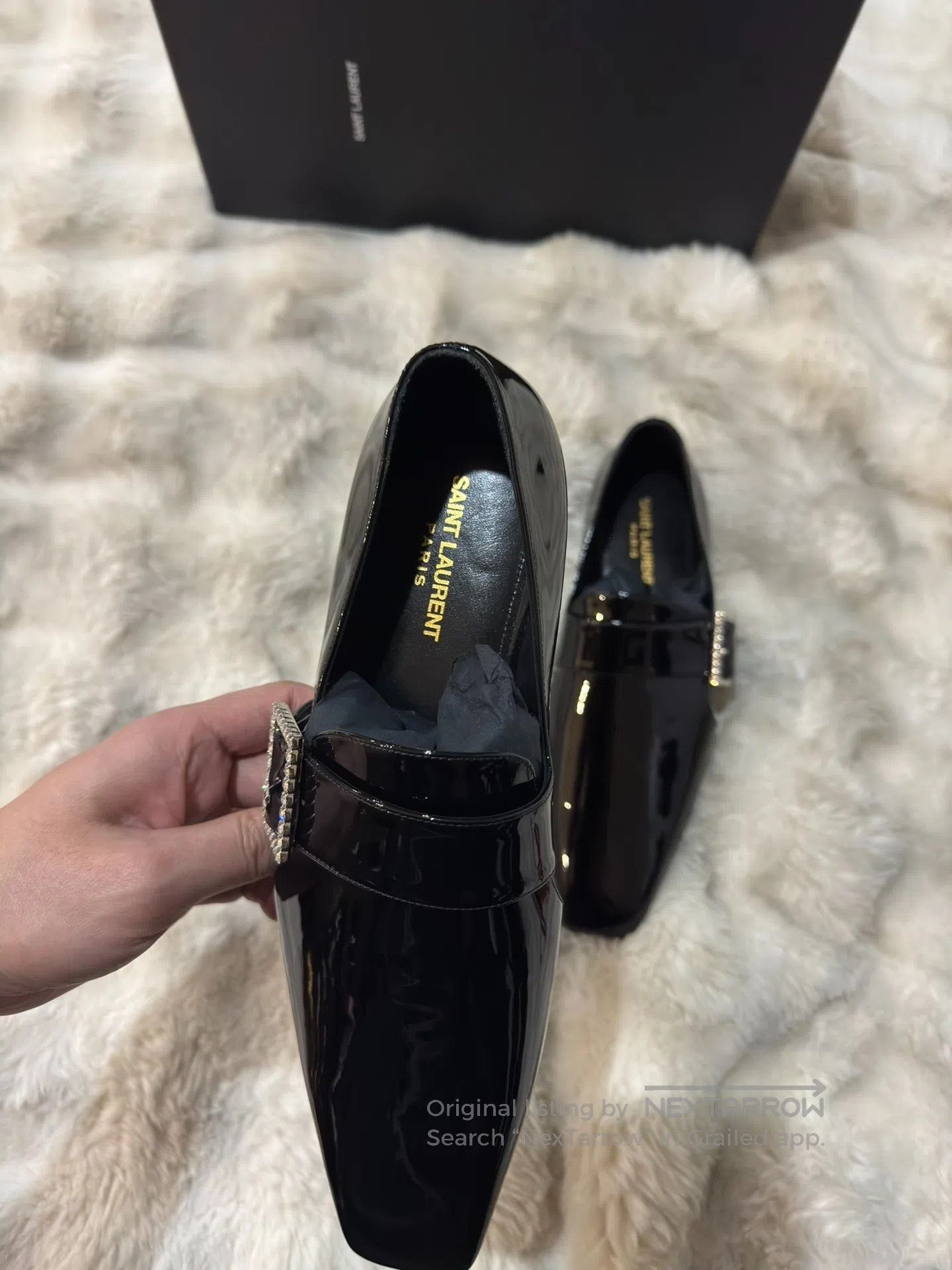 Saint Laurent Paris Saint Laurent Paris Crystal Buckle Men's Loafers| Size US 7 / EU 40 - 7 Thumbnail