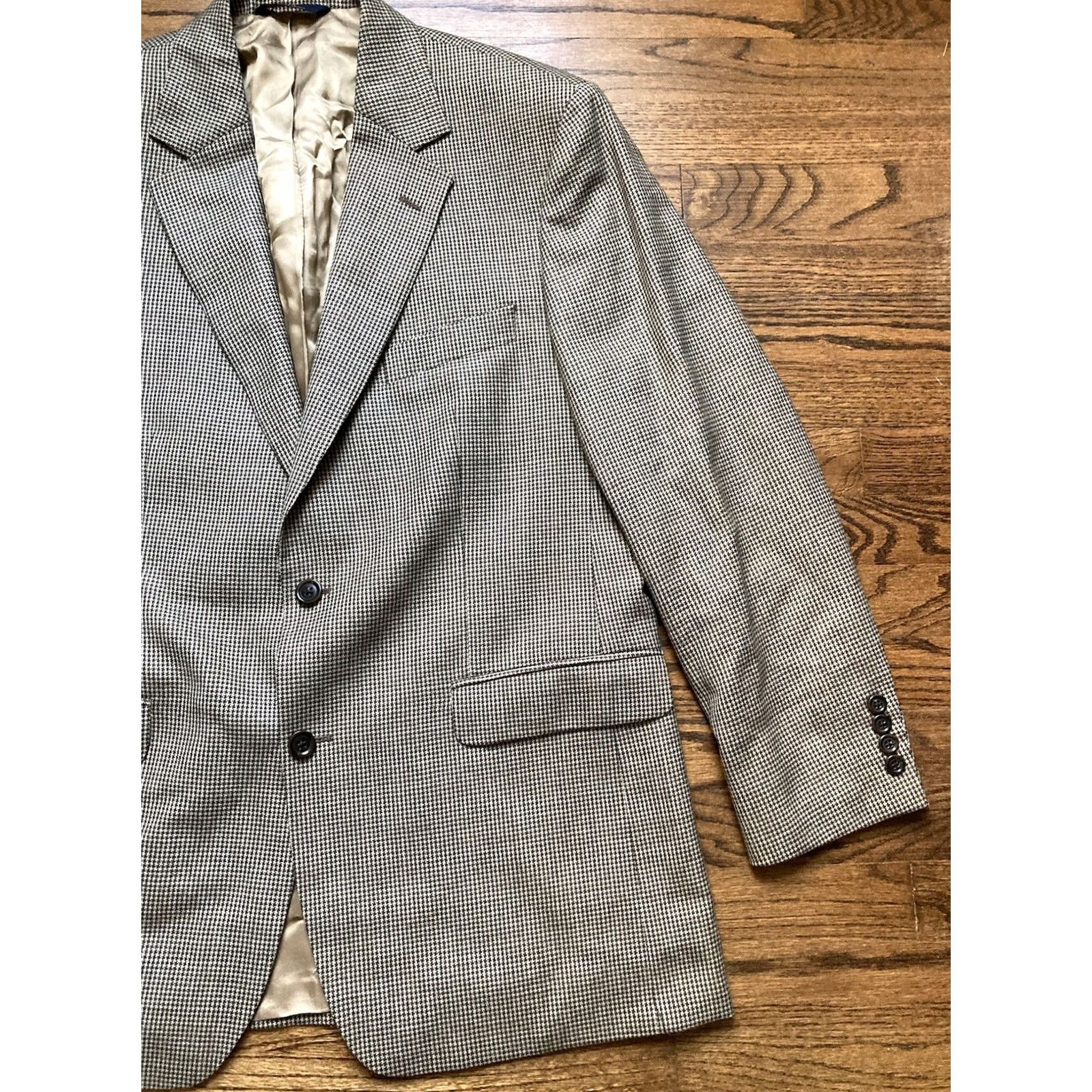Brooks Brothers Brooks Brothers Coat Mens 42 Beige Blazer Size 42R Houndstooth Wool Sport Size 42R - 3 Thumbnail