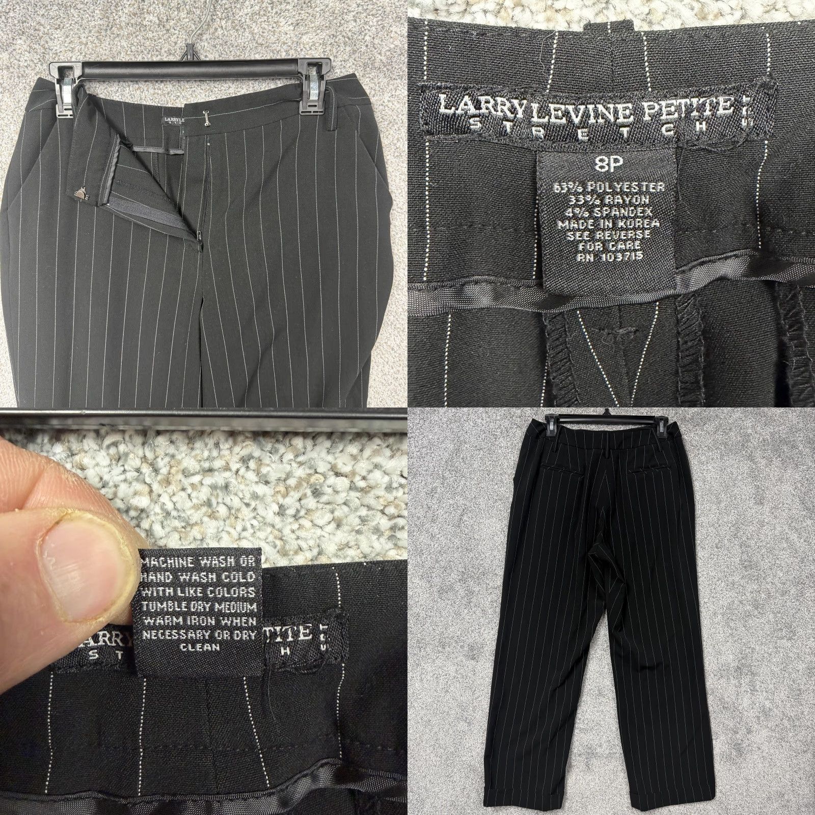 Vintage Larry Levine Pants Size 8P Pinstripe Office Chic Classic Preppy Business Casual Size 30" / US 8 / IT 44 - 8 Thumbnail