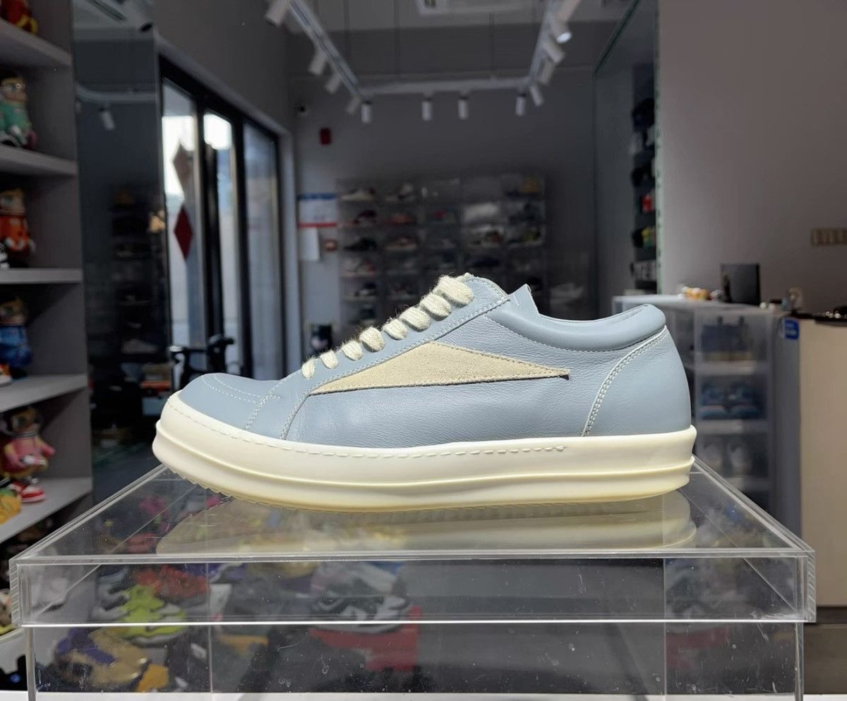 RICK OWENS Mainline Haze Blue Calfskin Low-Top Sneakers