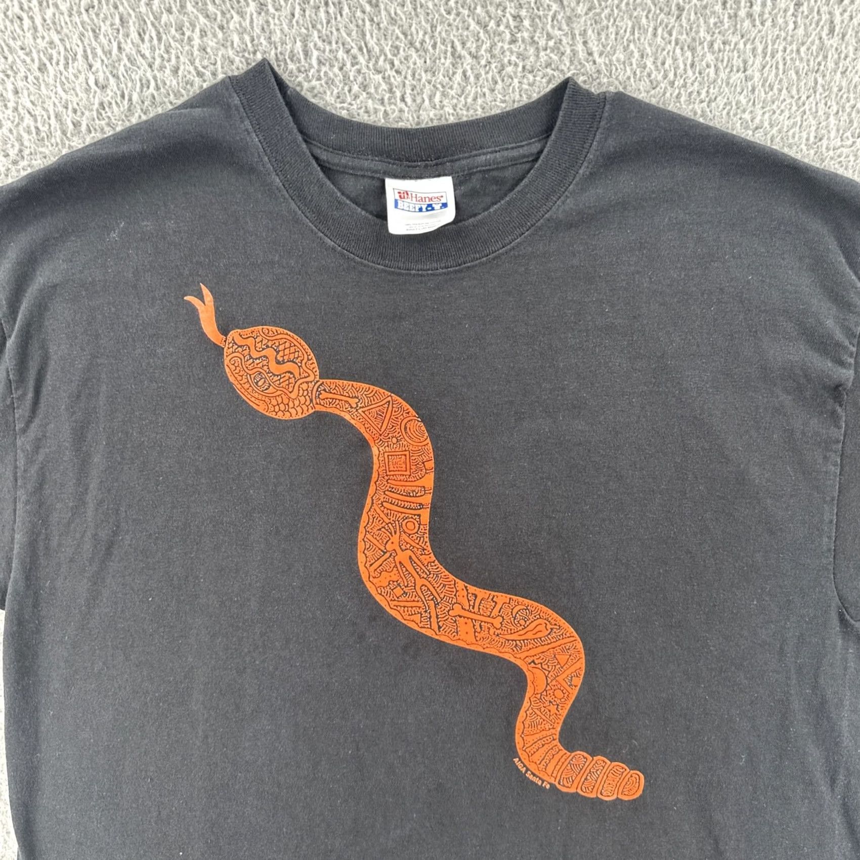 Hanes VINTAGE Hanes Beefy-T Shirt Large Black Rattlesnake Graphic Print Y2K Mens Size US L / EU 52-54 / 3 - 5 Thumbnail