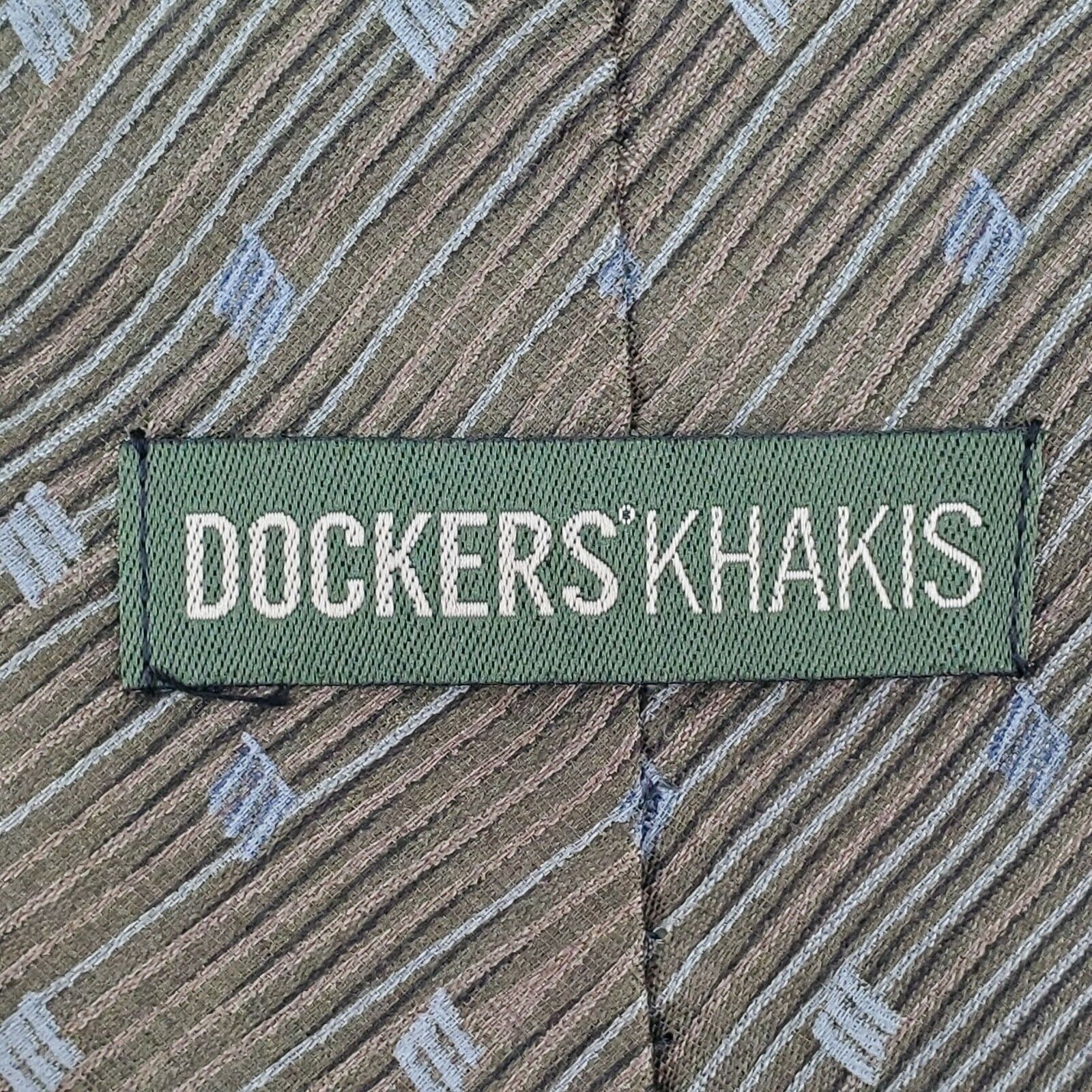 Dockers Dockers Khakis Silk Tie Green Geometric Wavy Wide Size ONE SIZE - 3 Thumbnail