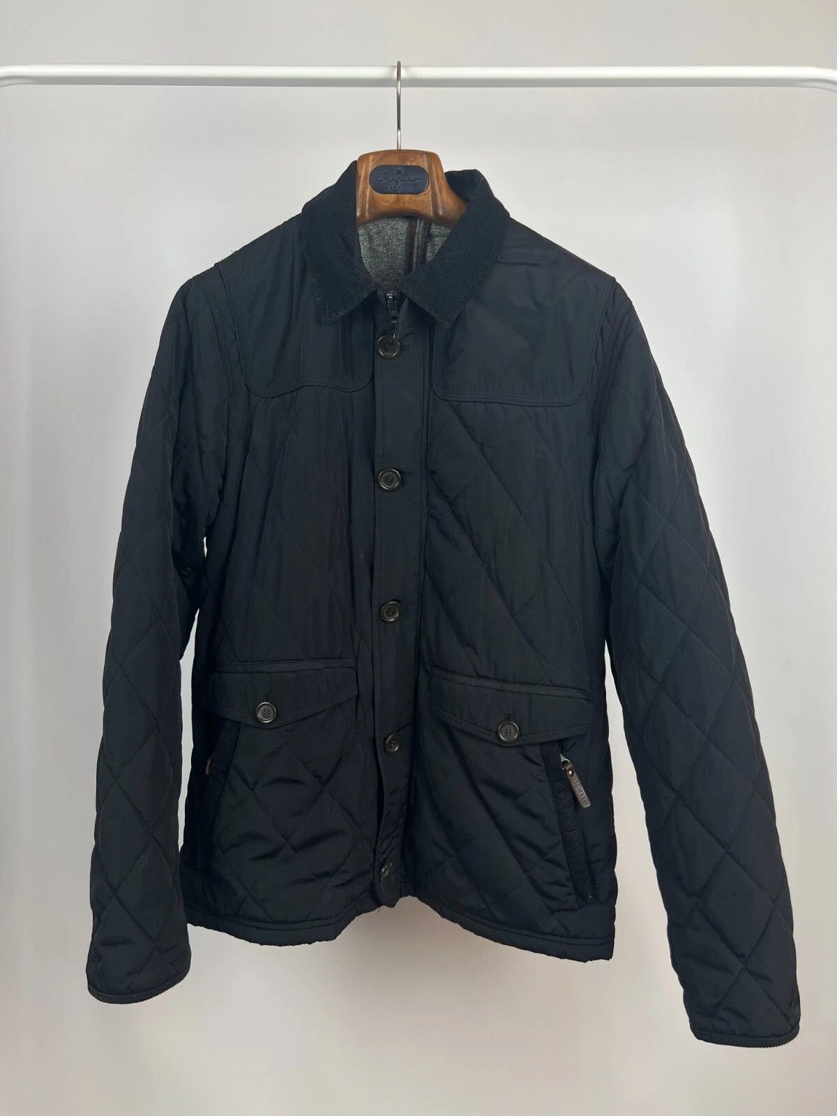 Ted Baker Ted Baker London Men's Black Corduroy Collar Quilted Jacket Size US L / EU 52-54 / 3 - 7 Thumbnail