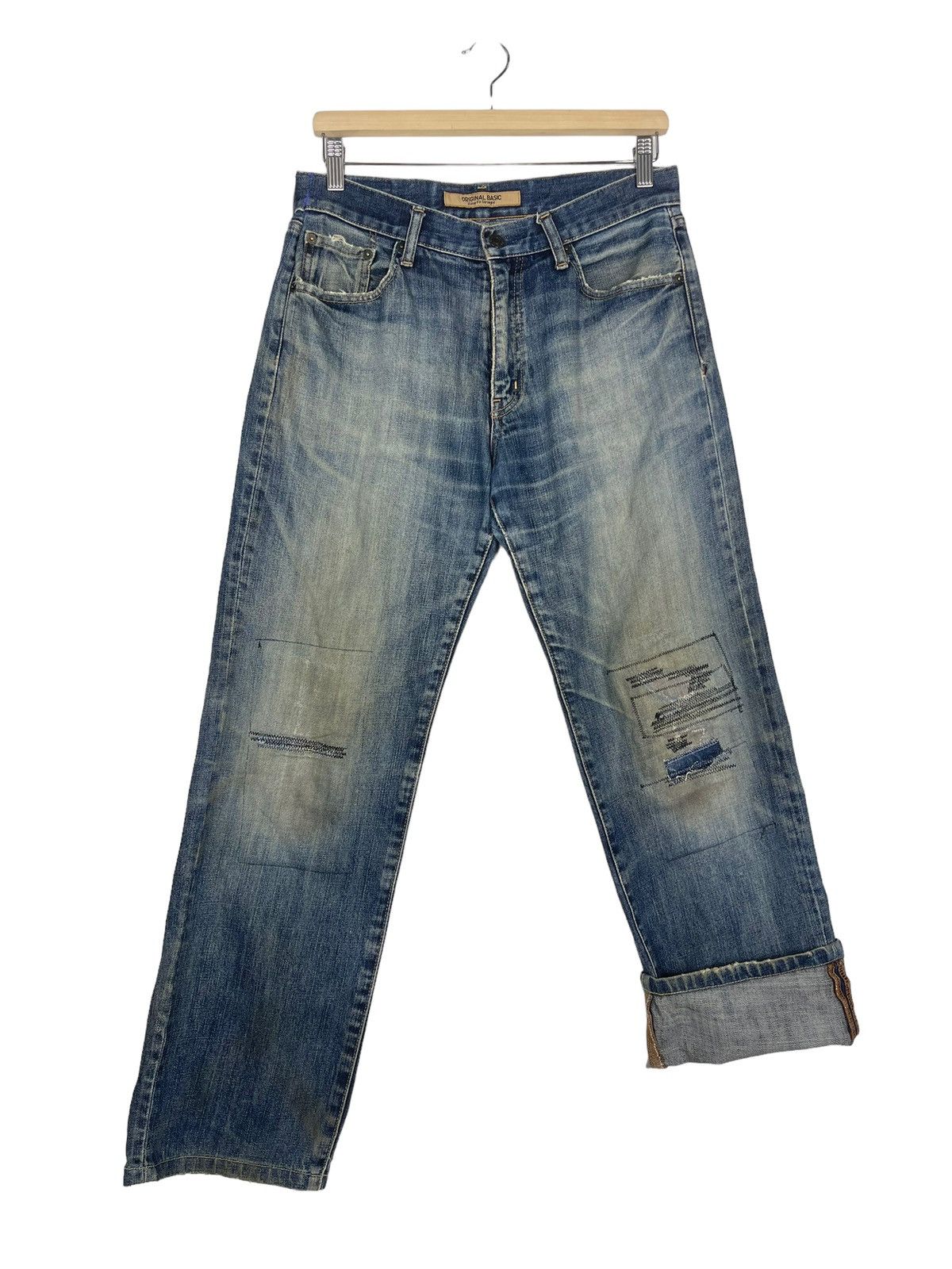 Japanese Brand UNIQLO PATCHWORK JEANS ZIPPER FLY Size US 31 - 5 Thumbnail