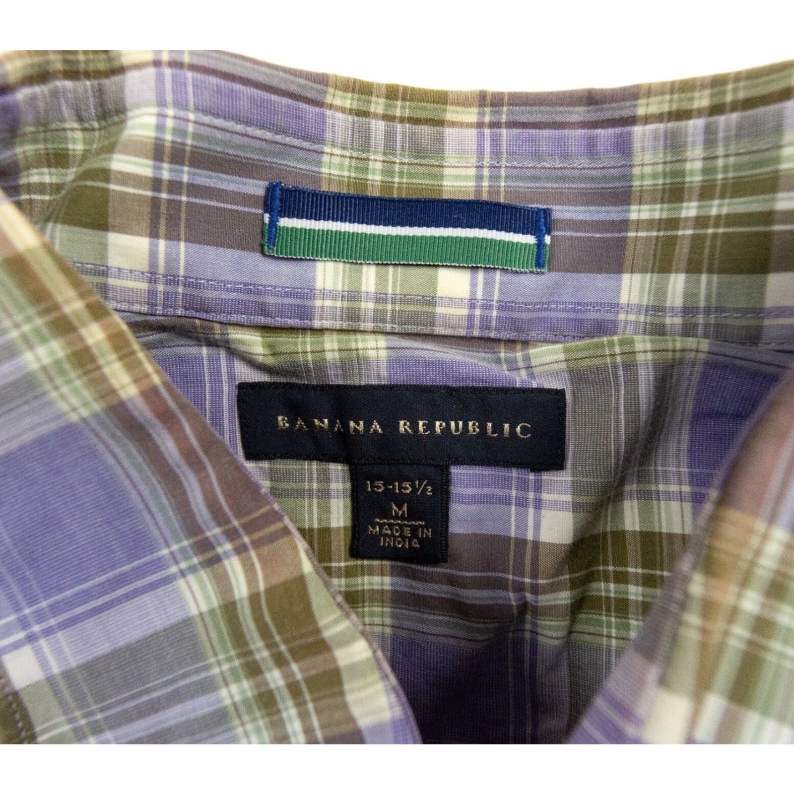 Banana Republic Banana Republic Shirt Men Medium Purple Western Button-Up Plaid Cotton Spandex Long Sleeve Non-Iron Casual Logo-free Mens Size US M / EU 48-50 / 2 - 6 Thumbnail