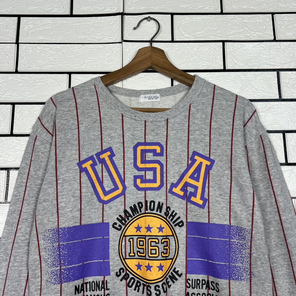 Japanese Brand USA CHAMPION SHIP SPORTS SCENE STRIPED SWEATSHIRT #3954-C180 Size US S / EU 44-46 / 1 - 2 Thumbnail