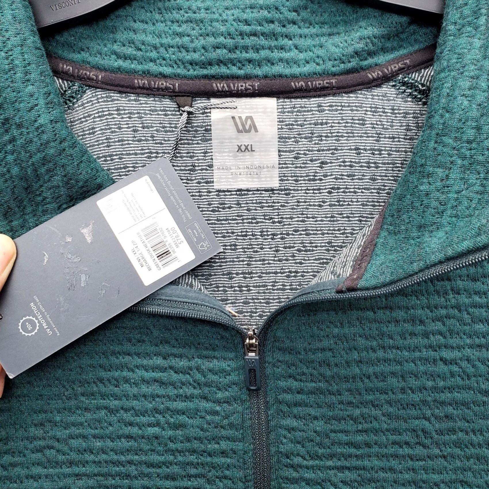 Vintage VRST Sweatshirt Men 2XL Green Kangaroo Pocket Raglan Sleeve Mock Neck 1/4 Zip Size US XXL / EU 58 / 5 - 7 Thumbnail