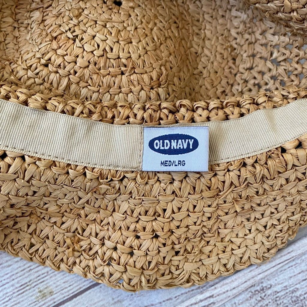 Old Navy Old navy women Med/Large straw hat with brim tan with black Size ONE SIZE - 5 Thumbnail