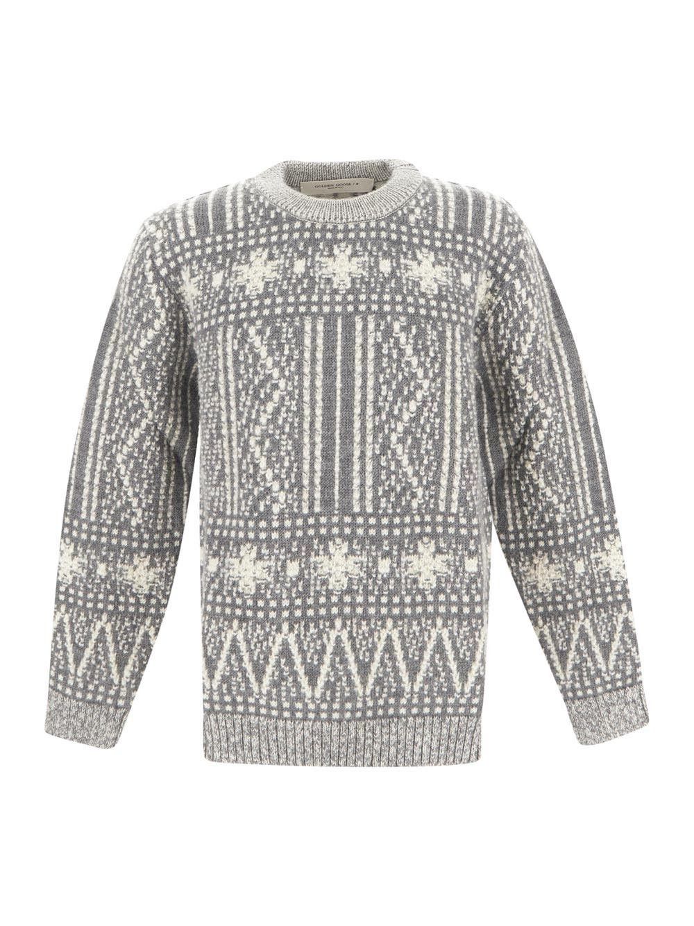 o1y0125 Crewneck Sweater in Grey/White