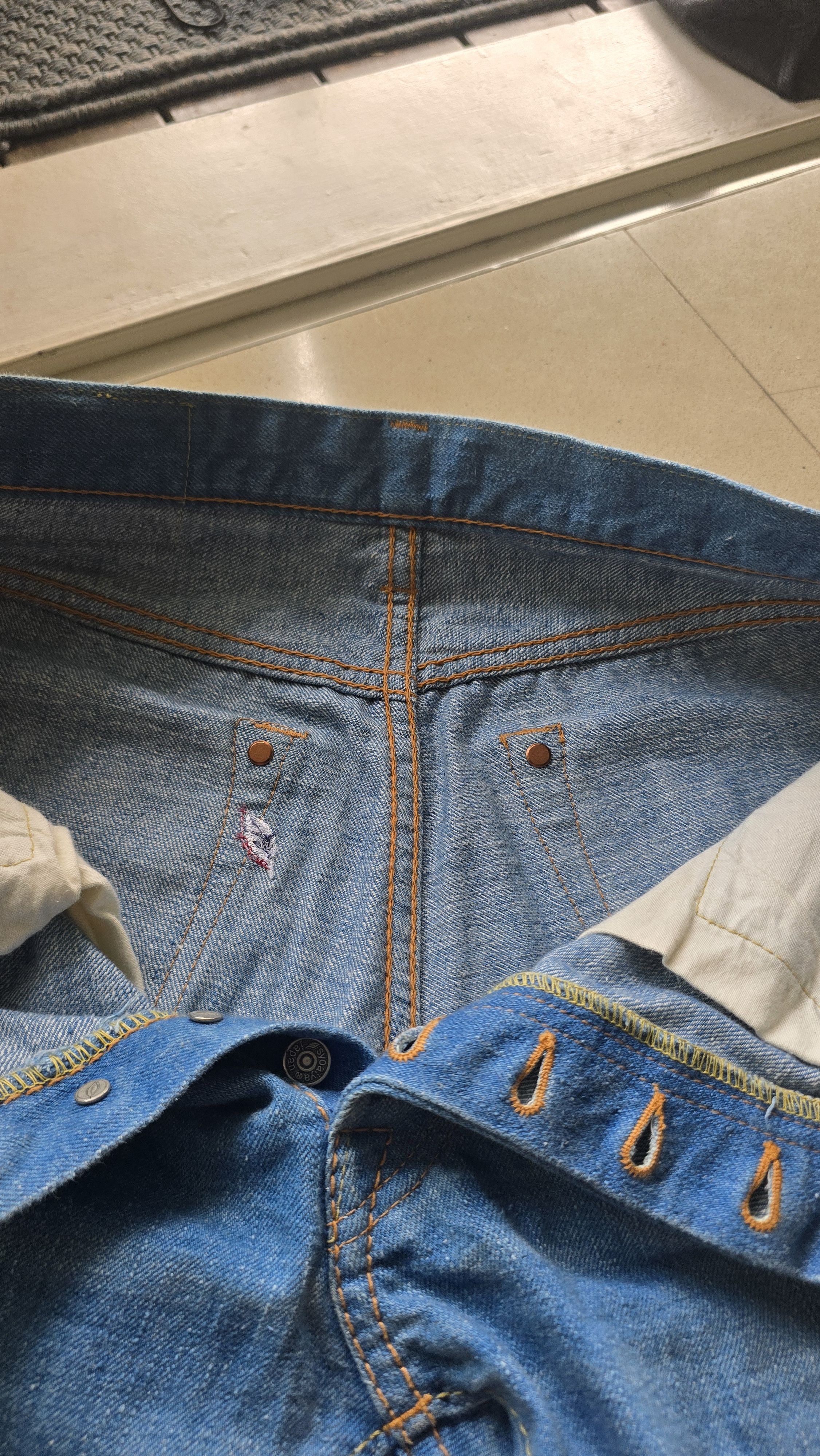 Pure Blue Japan 14oz Greencast Slubby Indigo Denim - Relaxed Taper Fit Size US 30 / EU 46 - 13 Thumbnail