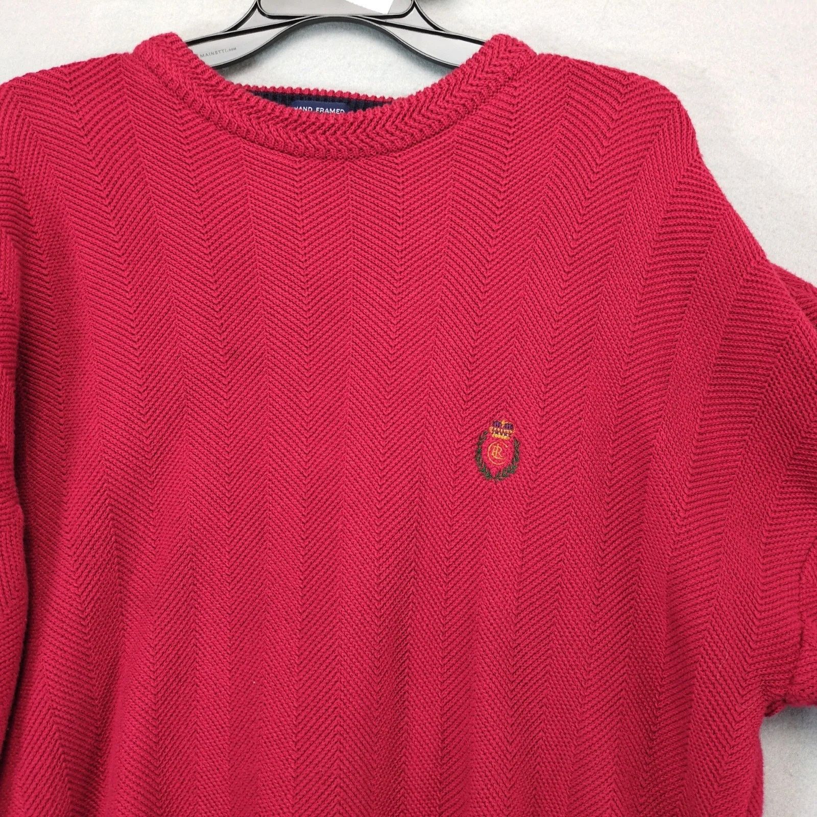 Ralph Lauren Vtg Chaps Ralph Lauren Logo Crest Red Crewneck Sweater L Size US L / EU 52-54 / 3 - 10 Thumbnail
