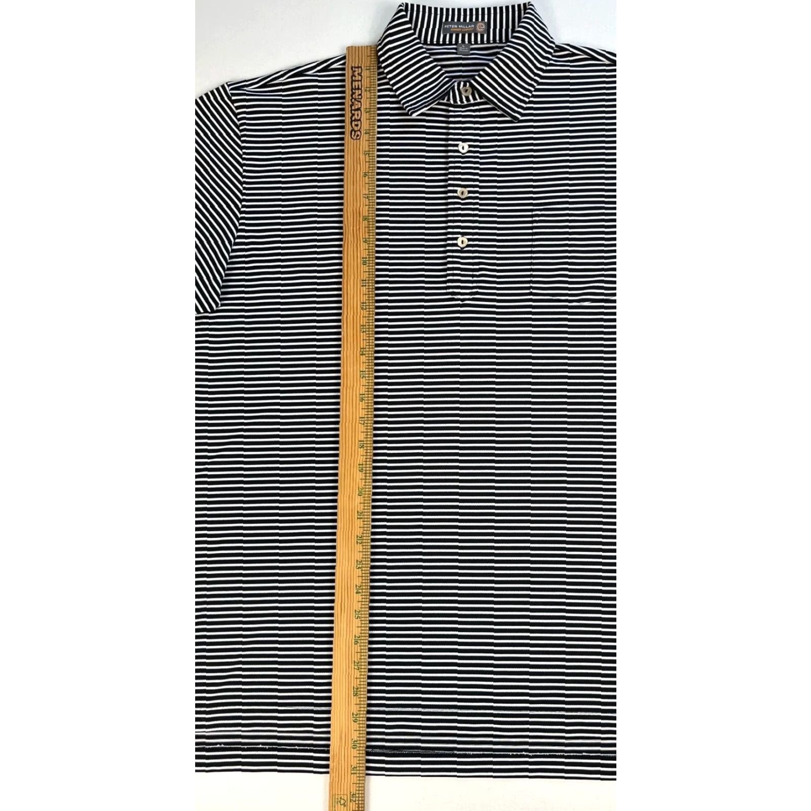 Peter Millar VINTAGE Peter Millar Summer Comfort Polo Shirt Mens Striped Shirt L Black White Polo Size US L / EU 52-54 / 3 - 7 Thumbnail