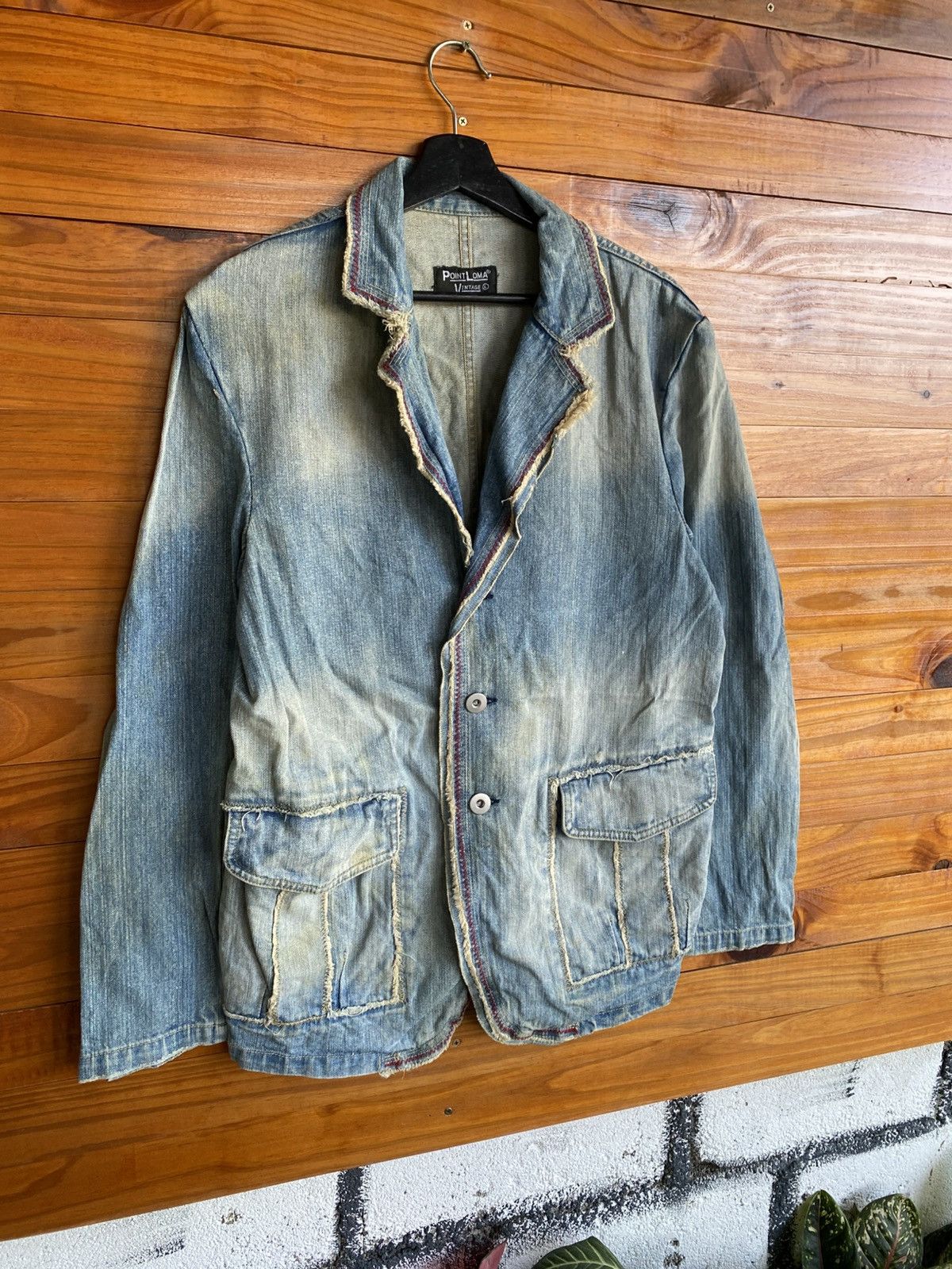 Japanese Brand Point Loma Vintage Denim Blazer Jacket | Distressed Washed Size US M / EU 48-50 / 2 - 5 Thumbnail