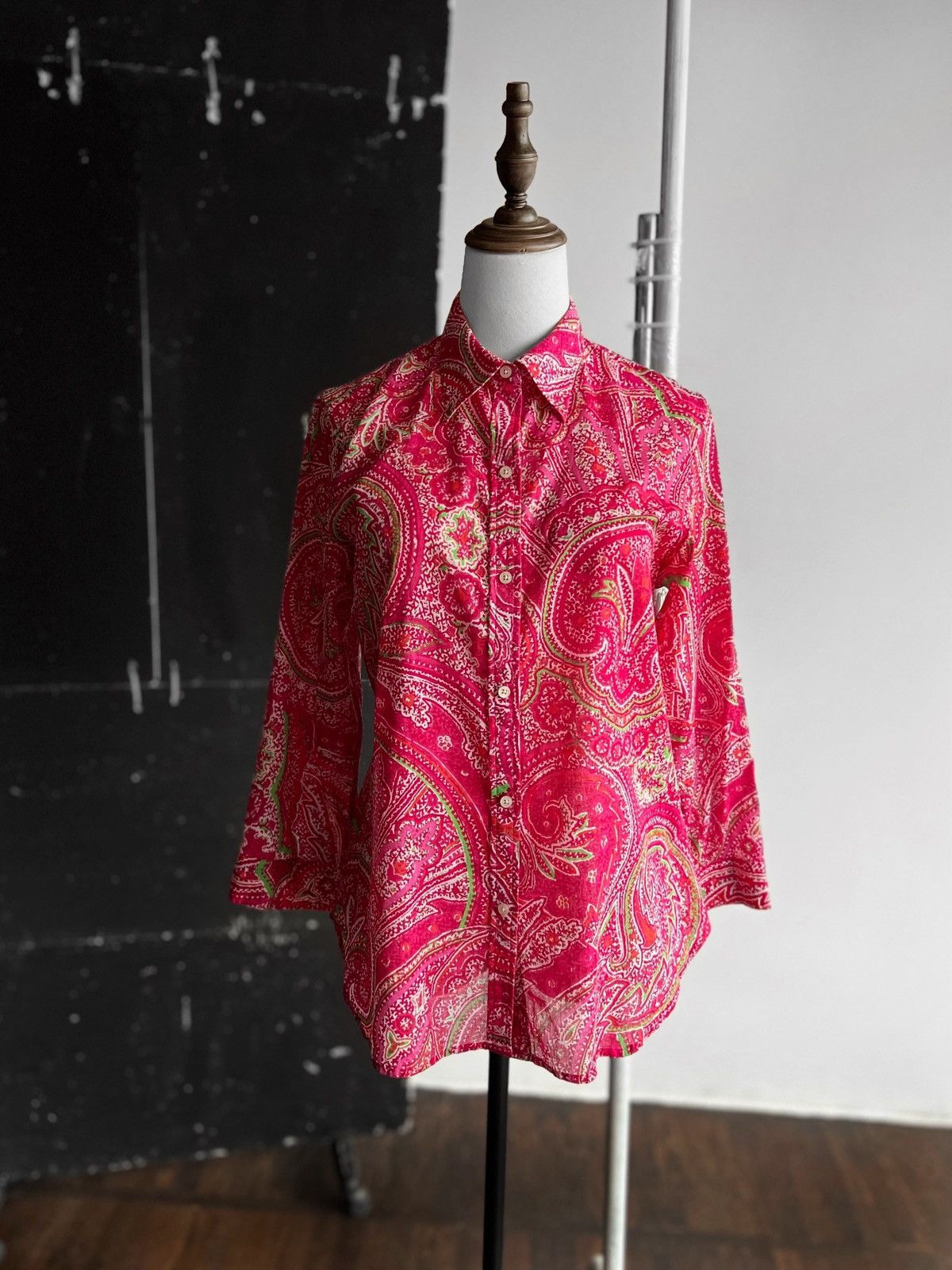 Lauren Ralph Lauren × Polo Ralph Lauren Ralph Lauren Womens Pink Paisley Formal Button Blouse Shirt Size M / US 6-8 / IT 42-44 - 1 Thumbnail