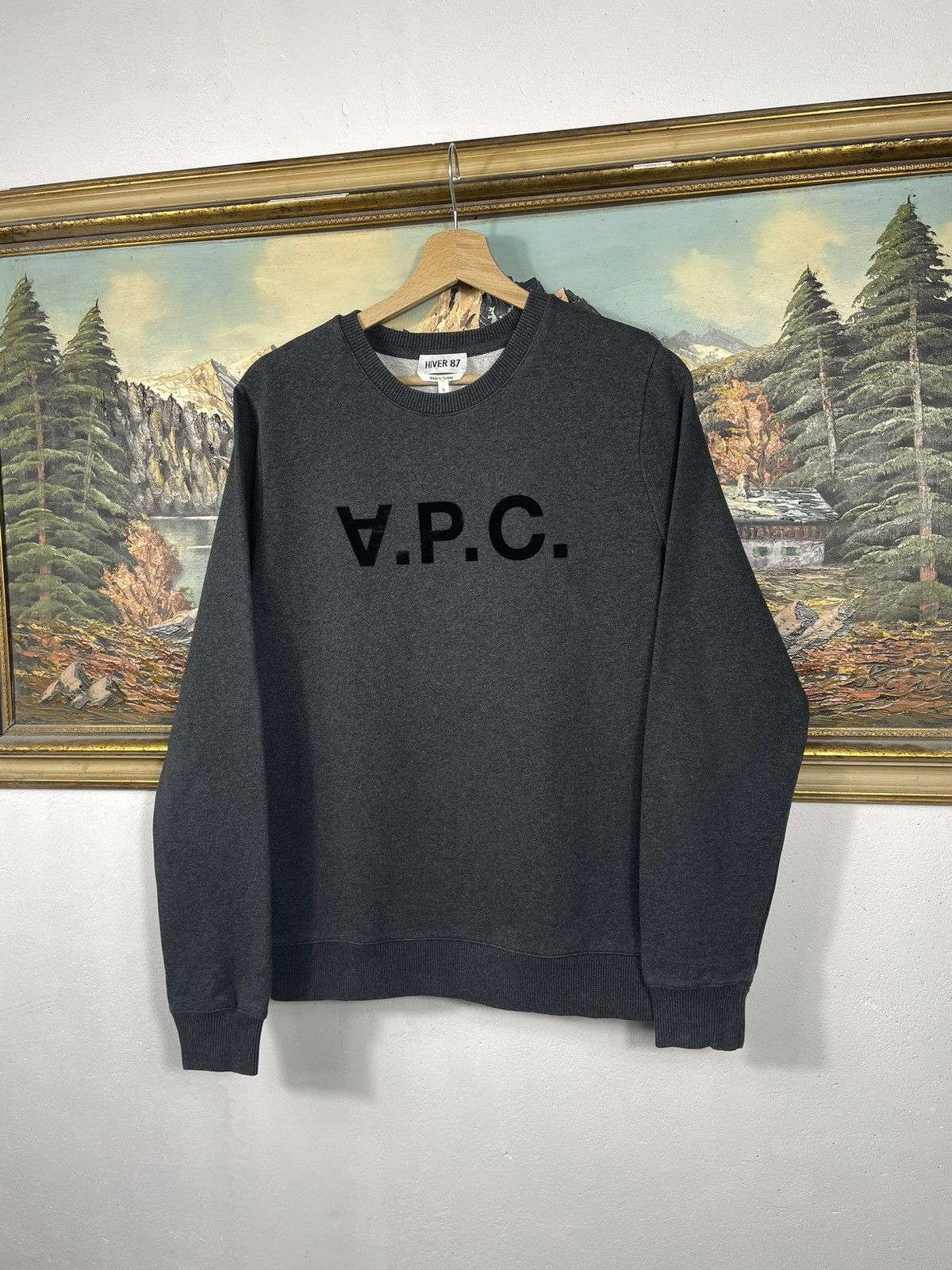 A.P.C. × Designer Grey APC Paris Crewneck Jumper Pull Knitwear Big Logo Size US S / EU 44-46 / 1 - 2 Thumbnail