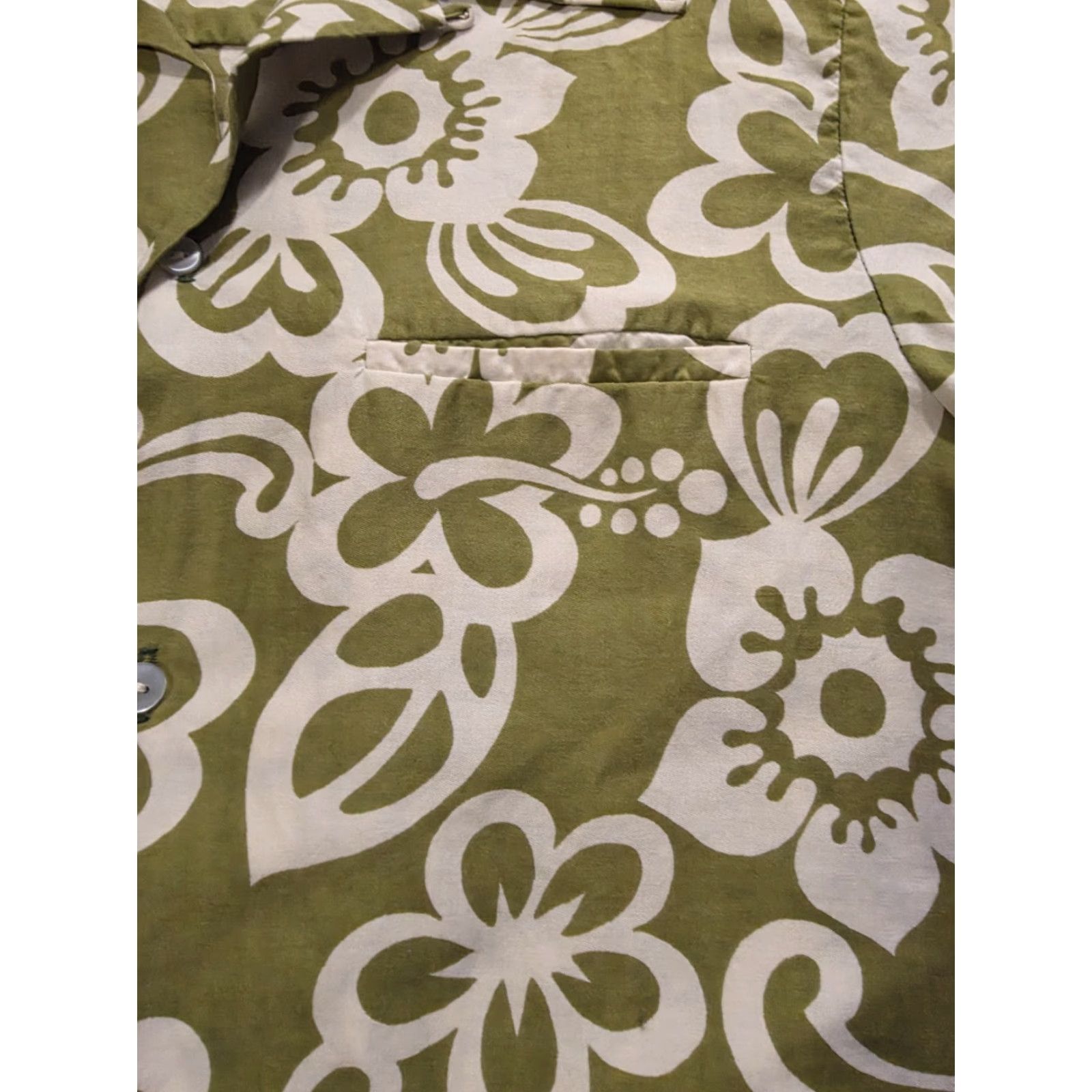 Sears VINTAGE Sears Hawaiian Loop Collar Floral Shirt Green Mens Large Size US L / EU 52-54 / 3 - 7 Thumbnail