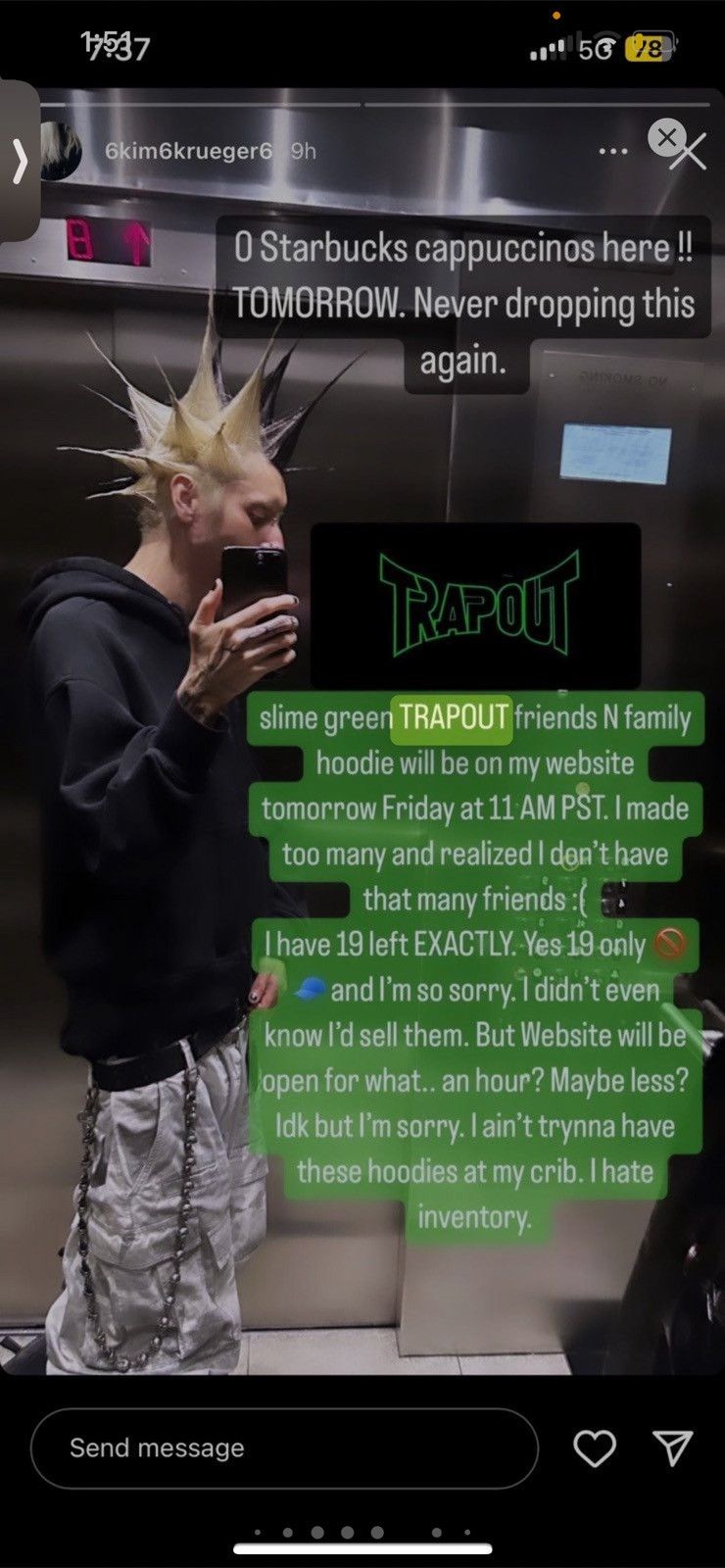 Kim Krueger KIM KRUEGER TRAPOUT HOODIE SLIME GREEN FRIENDS AND FAMILY Size US M / EU 48-50 / 2 - 5 Thumbnail