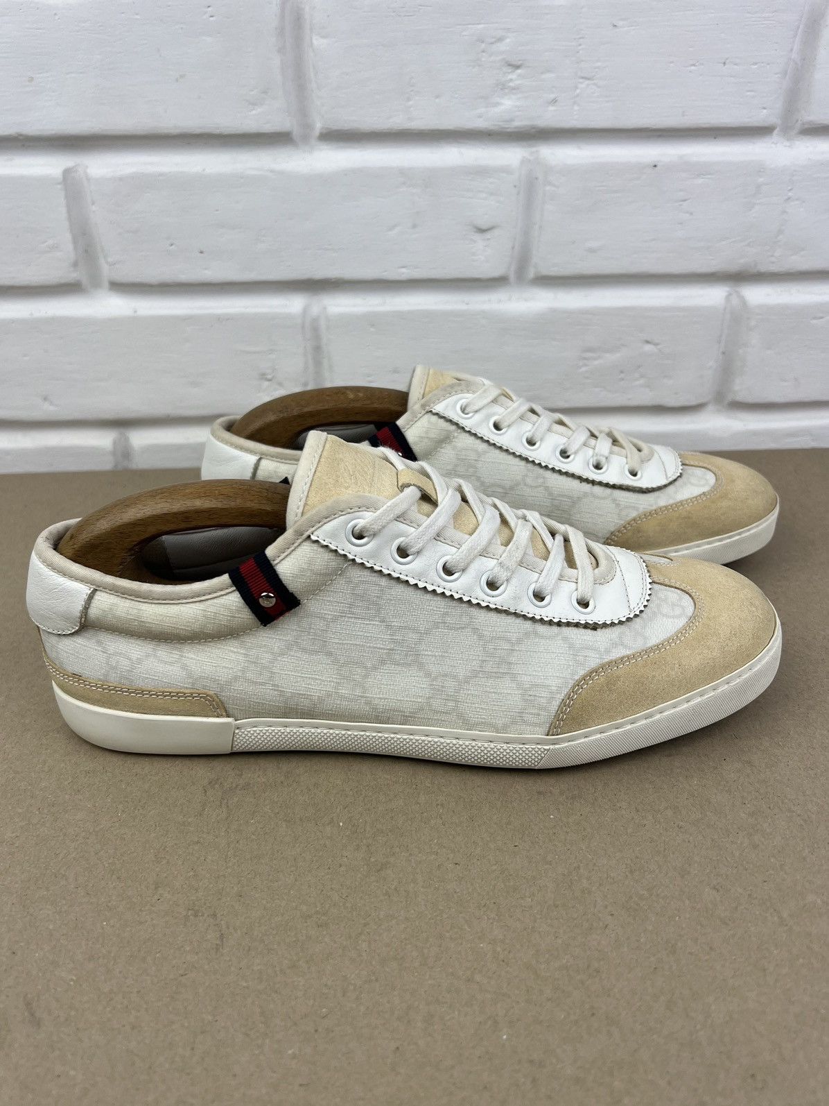 Gucci GUCCI Sneakers Suede Shoes GG Monogram Supreme Canvas White Size US 7.5 / EU 40-41 - 9 Thumbnail