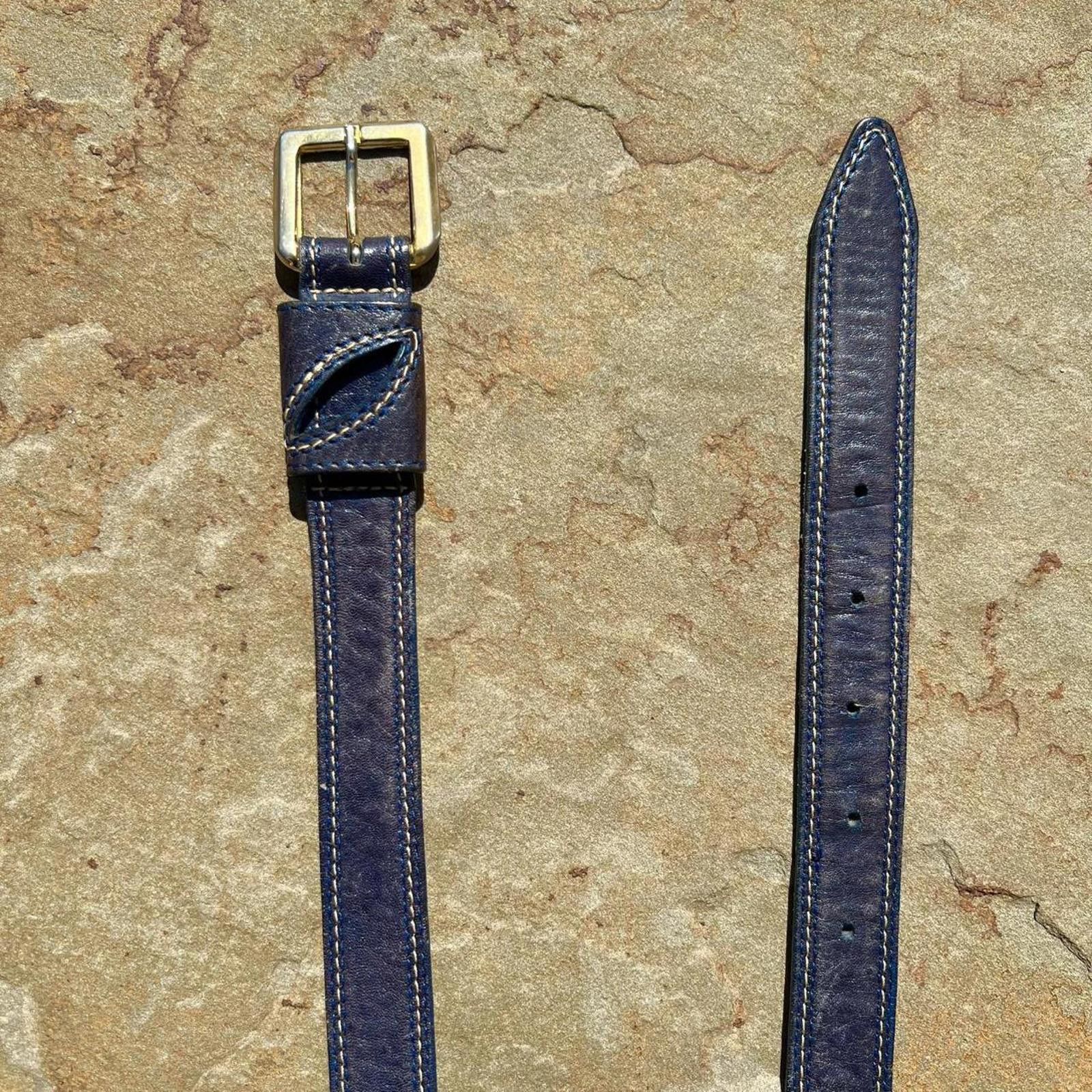 Vintage Vintage 90s Dark Blue Leather Belt Size ONE SIZE - 2 Thumbnail