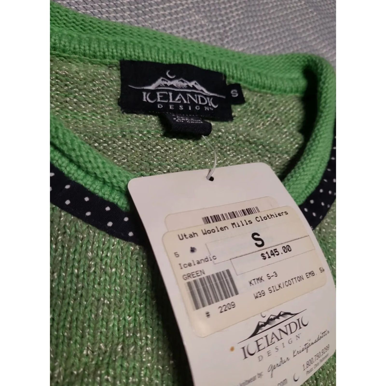 Vintage VTG Icelandic Design Cardigan Sweater Womens S Green Silk Cotton Knit Fair Isle Button Knitwear Buttoned Long Sleeve NWT Size S / US 4 / IT 40 - 4 Thumbnail